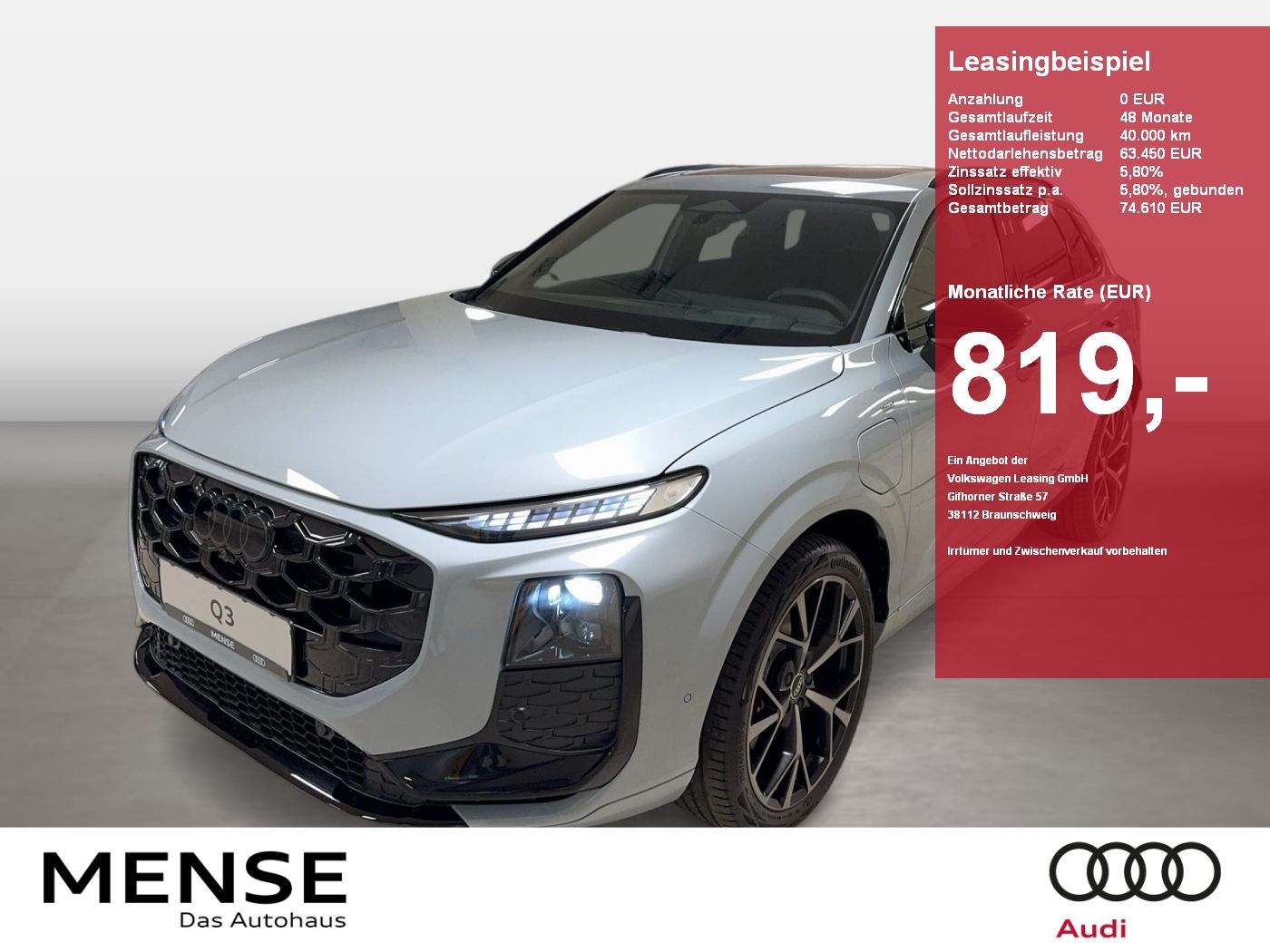 Fahrzeuge PKW autohaus mense Audi Q3 SUV e-hybrid 200 kW S tronic Matrix CarPlay S