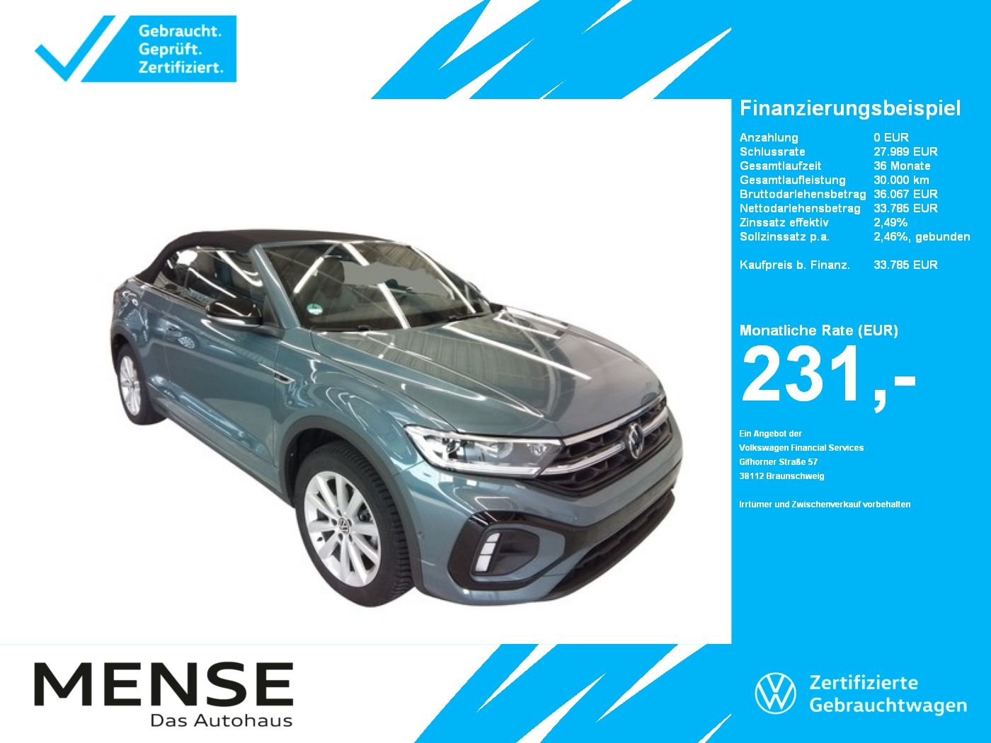 Fahrzeuge PKW autohaus mense Volkswagen T-Roc Cabriolet 1.5 TSI DSG R-line IQ.Light AHK