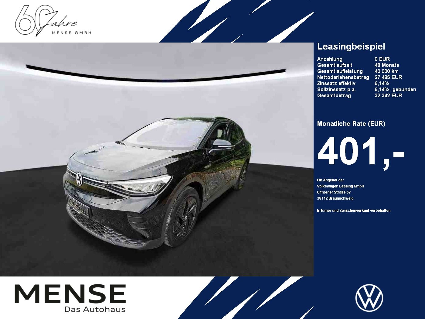 Fahrzeuge PKW autohaus mense Volkswagen ID.4 Pro Performance Matrix CarPlay ACC LED Navi