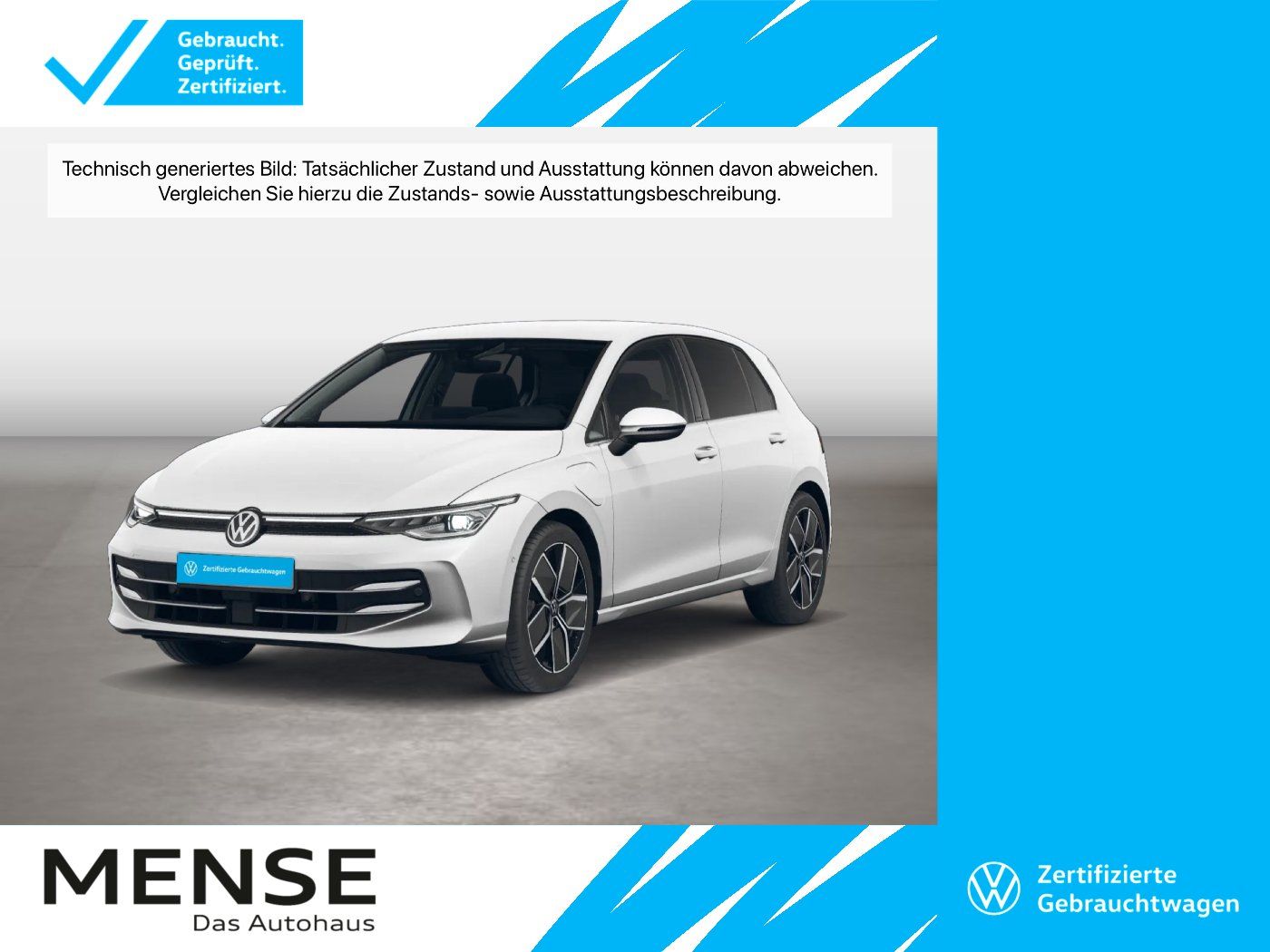 Fahrzeuge PKW autohaus mense Volkswagen Golf VIII 1.5 eHybrid DSG Style IQ.Light Matrix - mit KI generiert/bearbeitet