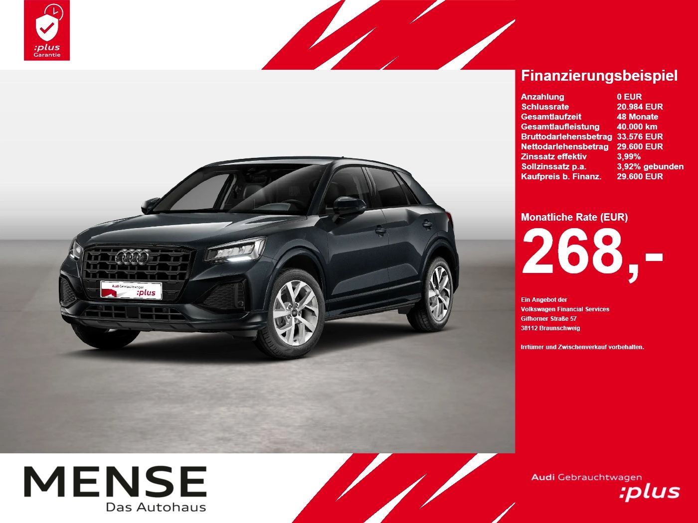 Fahrzeugabbildung Audi Q2 35 TFSI S tronic advanced ACC LED Navi Kamera - mit KI generiert/bearbeitet