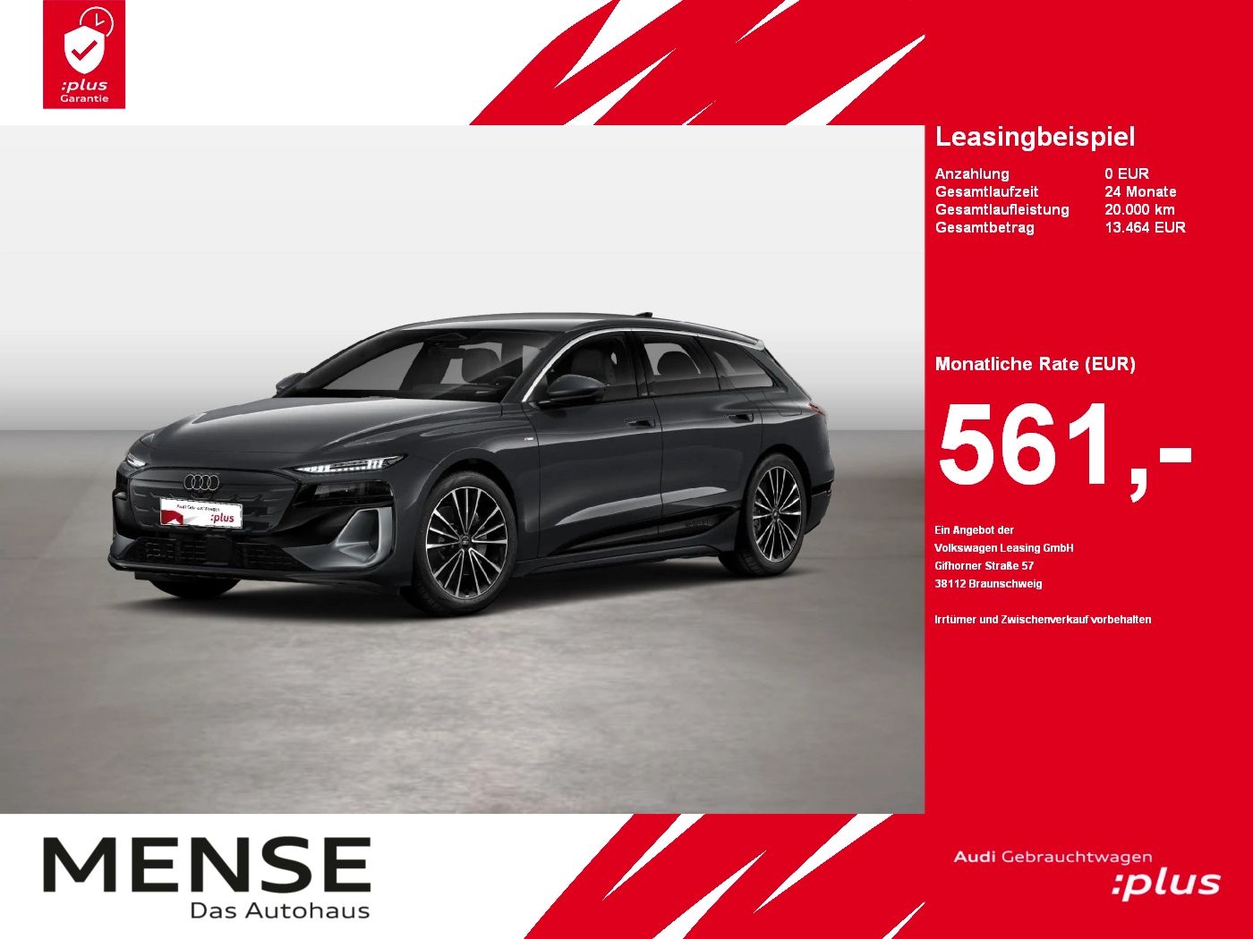 Fahrzeuge PKW autohaus mense Audi A6 Avant e-tron quattro 315 kW S-Line B&O AHK LM