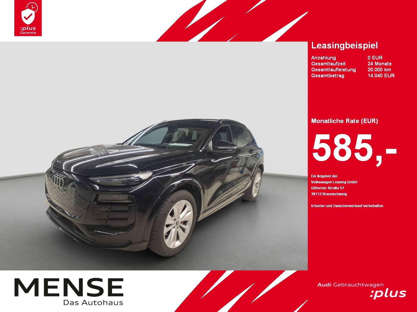 Fahrzeuge PKW autohaus mense Audi Q6 e-tron quattro 285 kW S-Line B&O AHK HUD Luft
