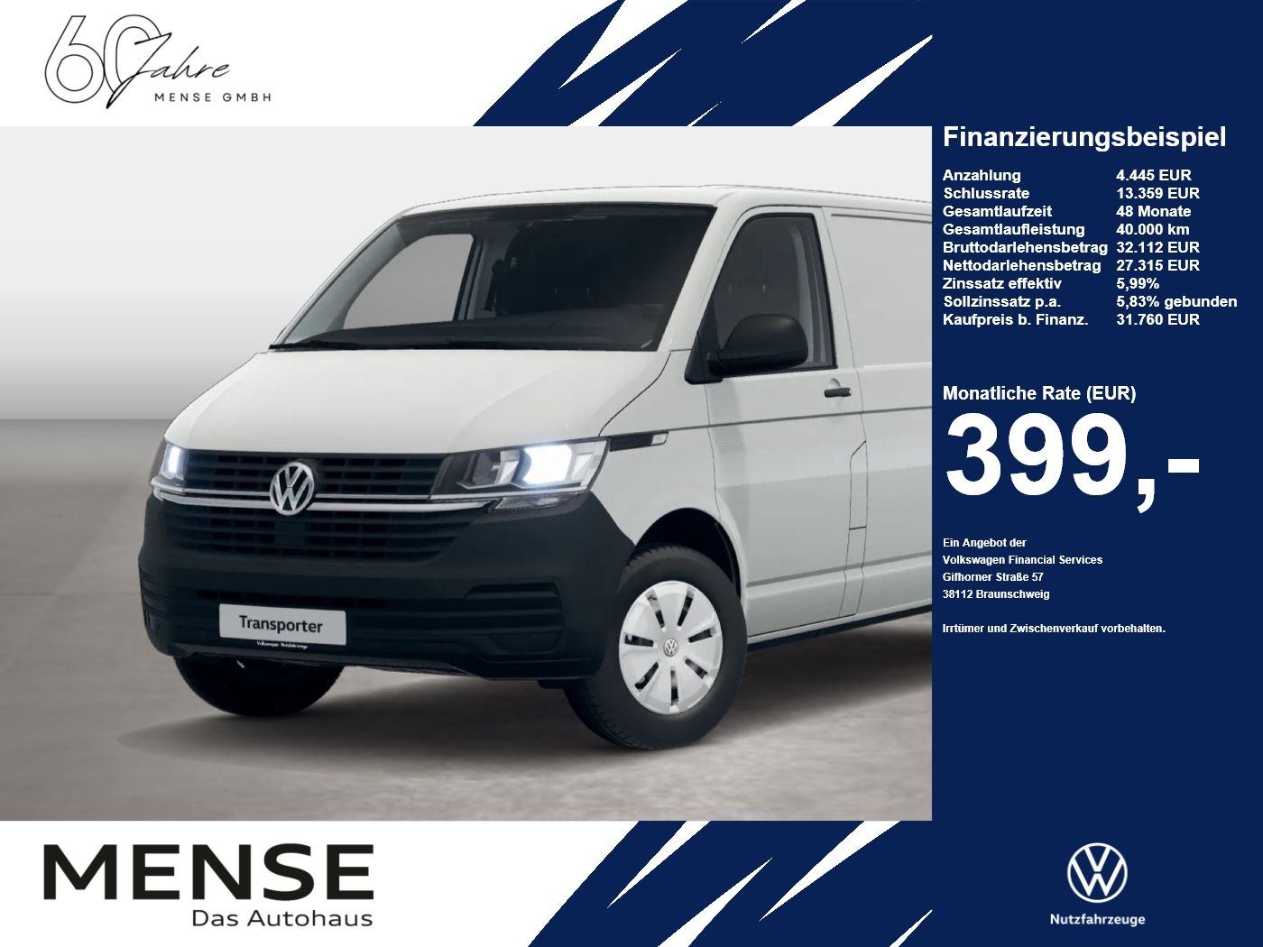 Fahrzeug autohaus mense Fahrzeugabbildung Volkswagen T6.1 Transporter Kasten 2.0 TDI 81kW LR KlimaA - mit KI generiert/bearbeitet