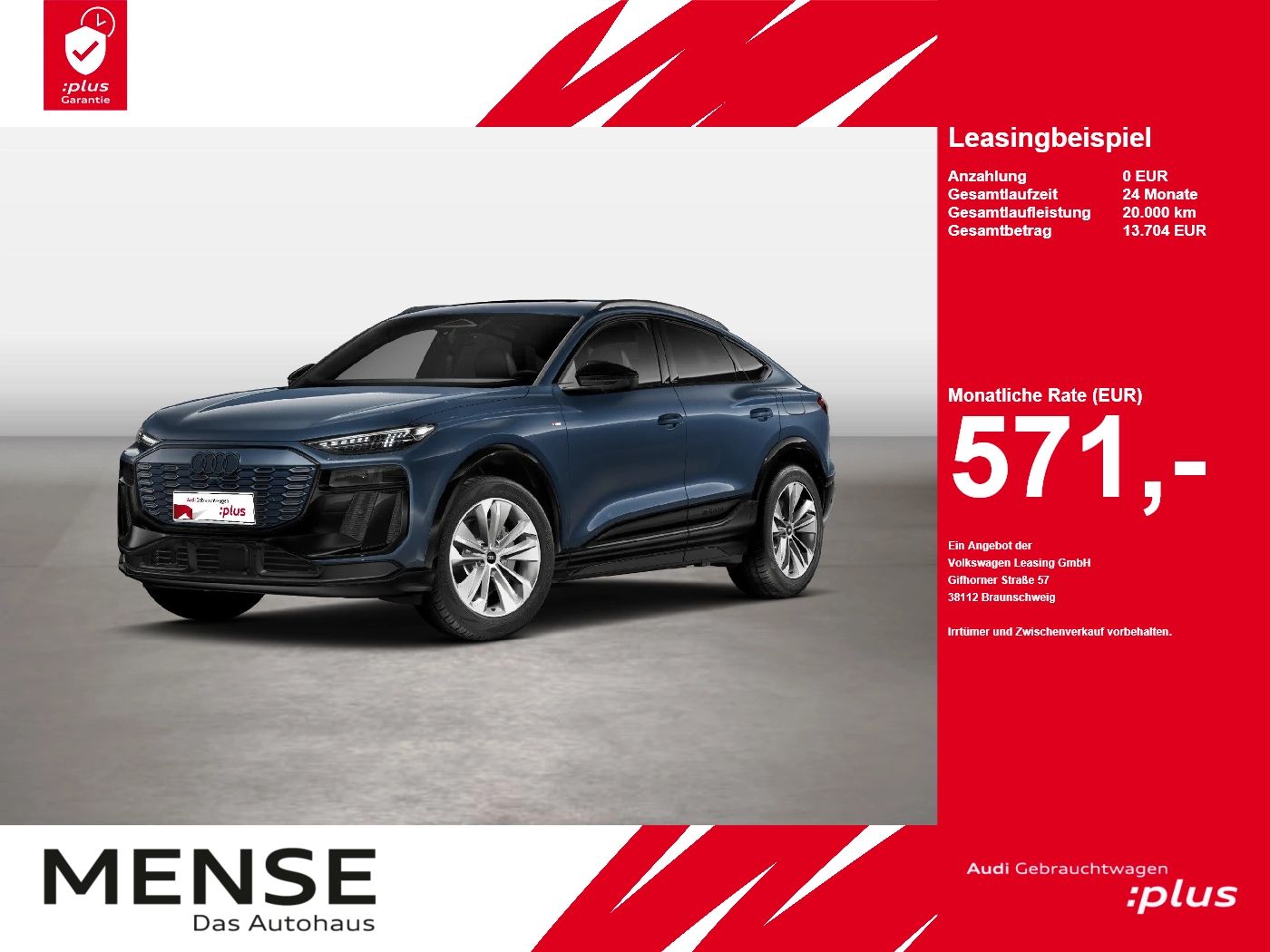 Fahrzeugabbildung Audi Q6 Sportback e-tron quattro 285 kW S-Line B&O LM - mit KI generiert/bearbeitet