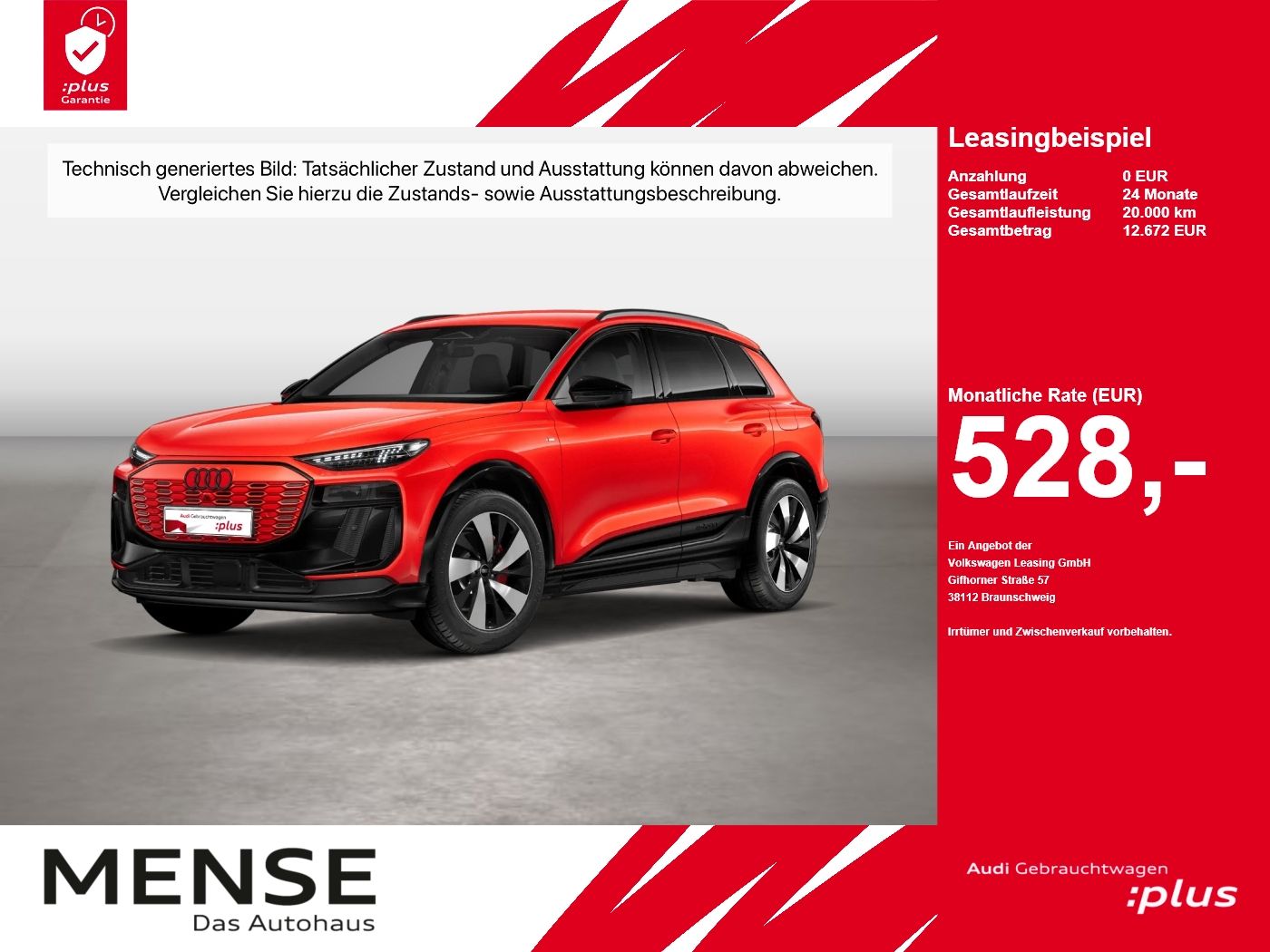 Fahrzeuge PKW autohaus mense Audi Q6 e-tron performance S-Line B&O AHK HUD Luft LM