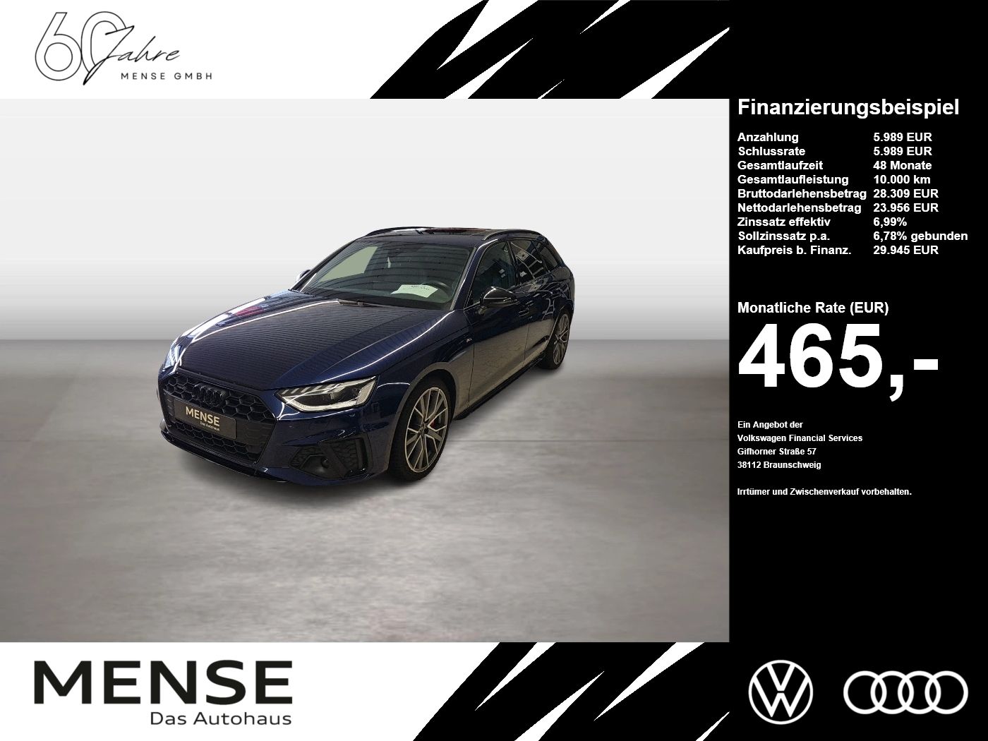 Fahrzeuge PKW autohaus mense Audi A4 Avant 50 TDI quattro tiptronic S line Matrix