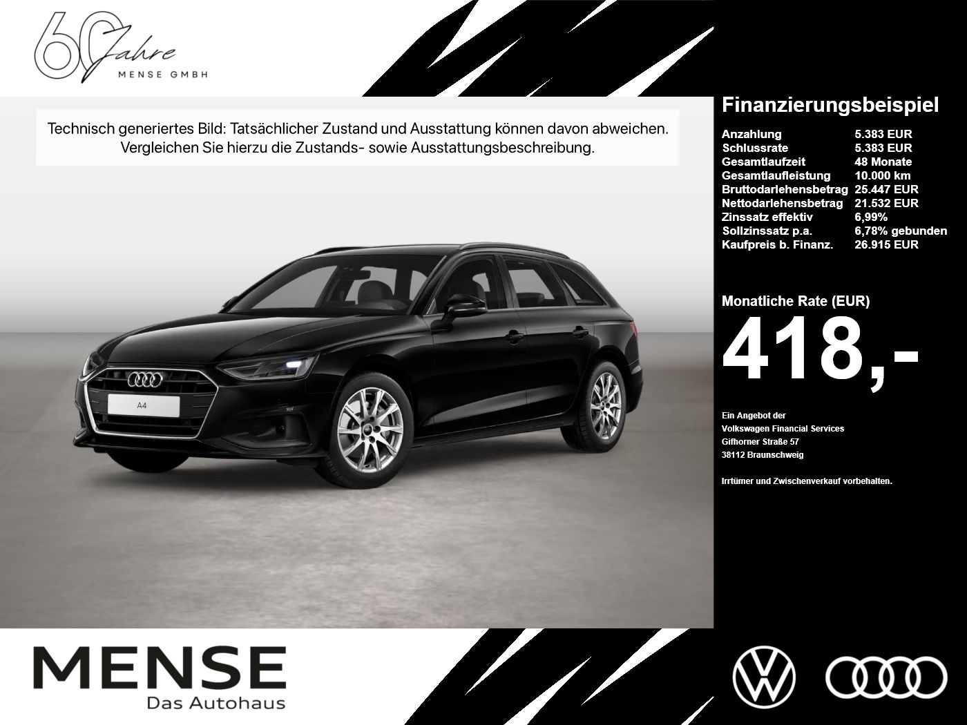 Fahrzeuge PKW autohaus mense Audi A4 Avant 40 TFSI S tronic AHK Navi Akustikglas