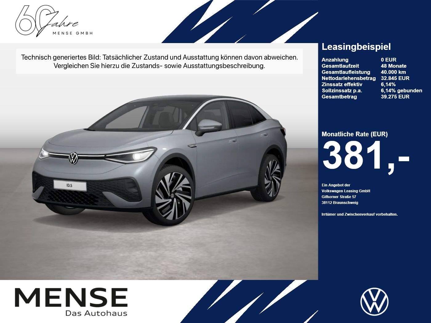 Fahrzeuge PKW autohaus mense Volkswagen ID.5 Pro Performance IQ.Light Matrix CarPlay AHK