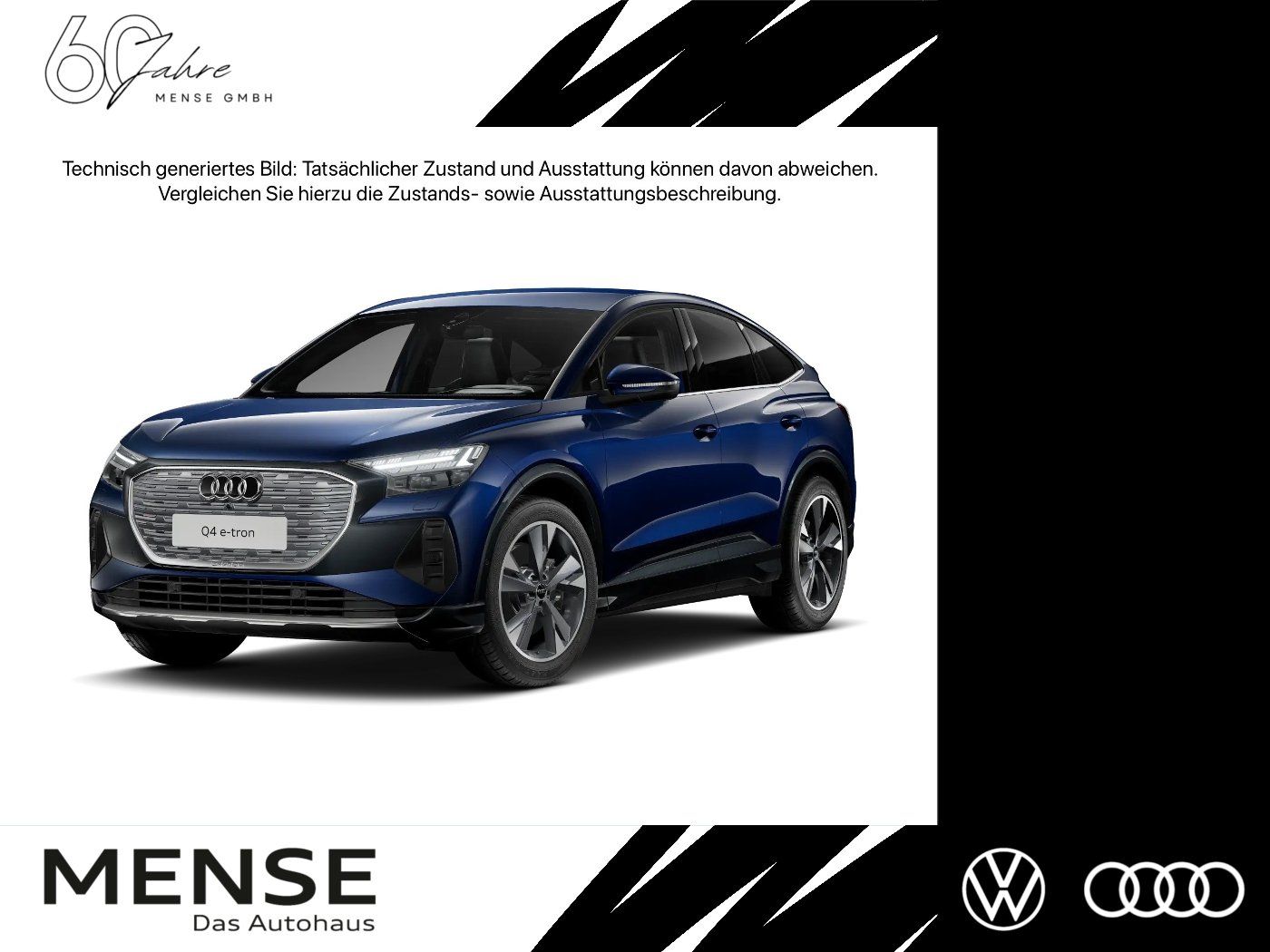 Fahrzeuge PKW autohaus mense Audi Q4 Sportback e-tron 50 quattro S line Matrix HUD - mit KI generiert/bearbeitet