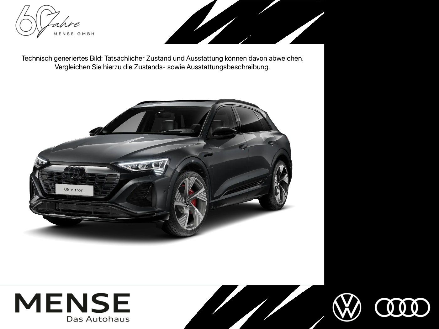 Fahrzeuge PKW autohaus mense Audi Q8 e-tron 50 quattro S line Matrix AHK HUD Luft - mit KI generiert/bearbeitet