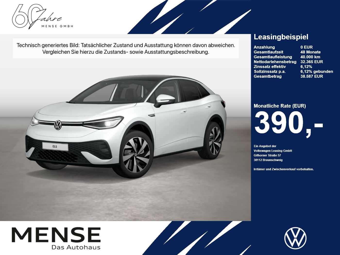 Fahrzeuge PKW autohaus mense Volkswagen ID.5 Pro Performance IQ.Light Matrix CarPlay AHK