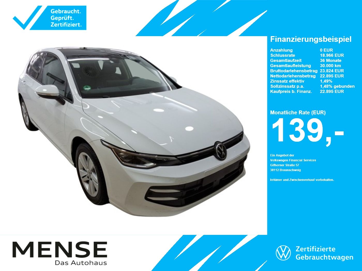 Fahrzeuge Nutzfahrzeuge/Camping autohaus mense Volkswagen Golf VIII 1.5 TSI Life IQ.Light Matrix CarPlay