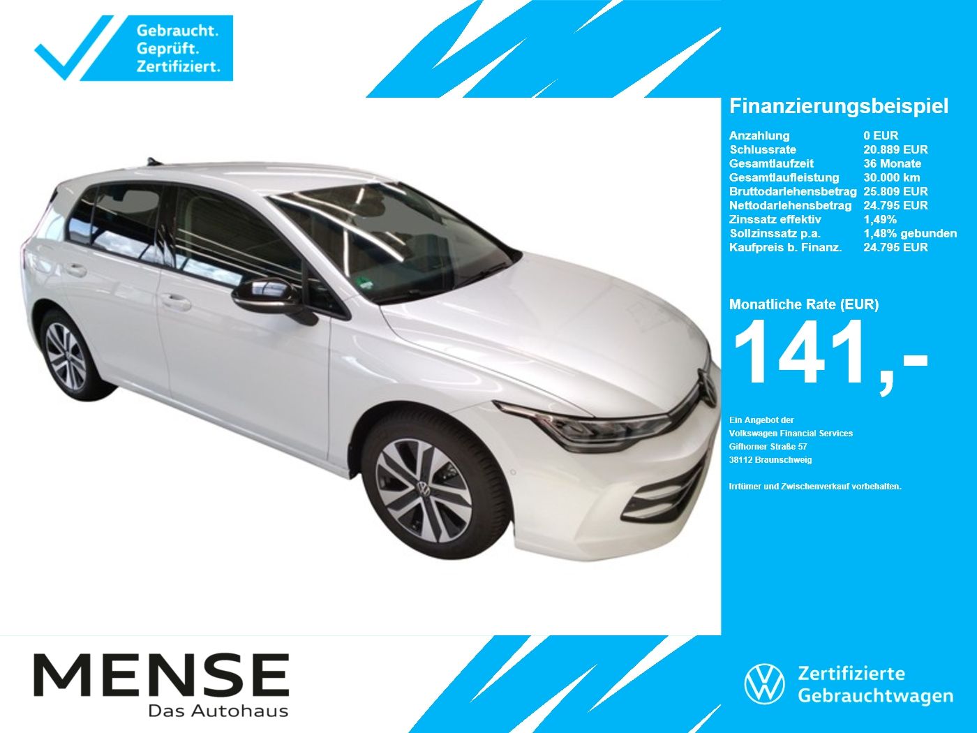Fahrzeuge Nutzfahrzeuge/Camping autohaus mense Volkswagen Golf VIII 1.5 TSI Life Energy CarPlay ACC LED