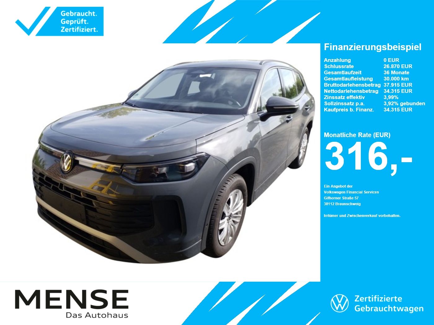 Fahrzeuge Nutzfahrzeuge/Camping autohaus mense Volkswagen Tayron 1.5 eTSI DSG Life CarPlay AHK ACC LED PDC