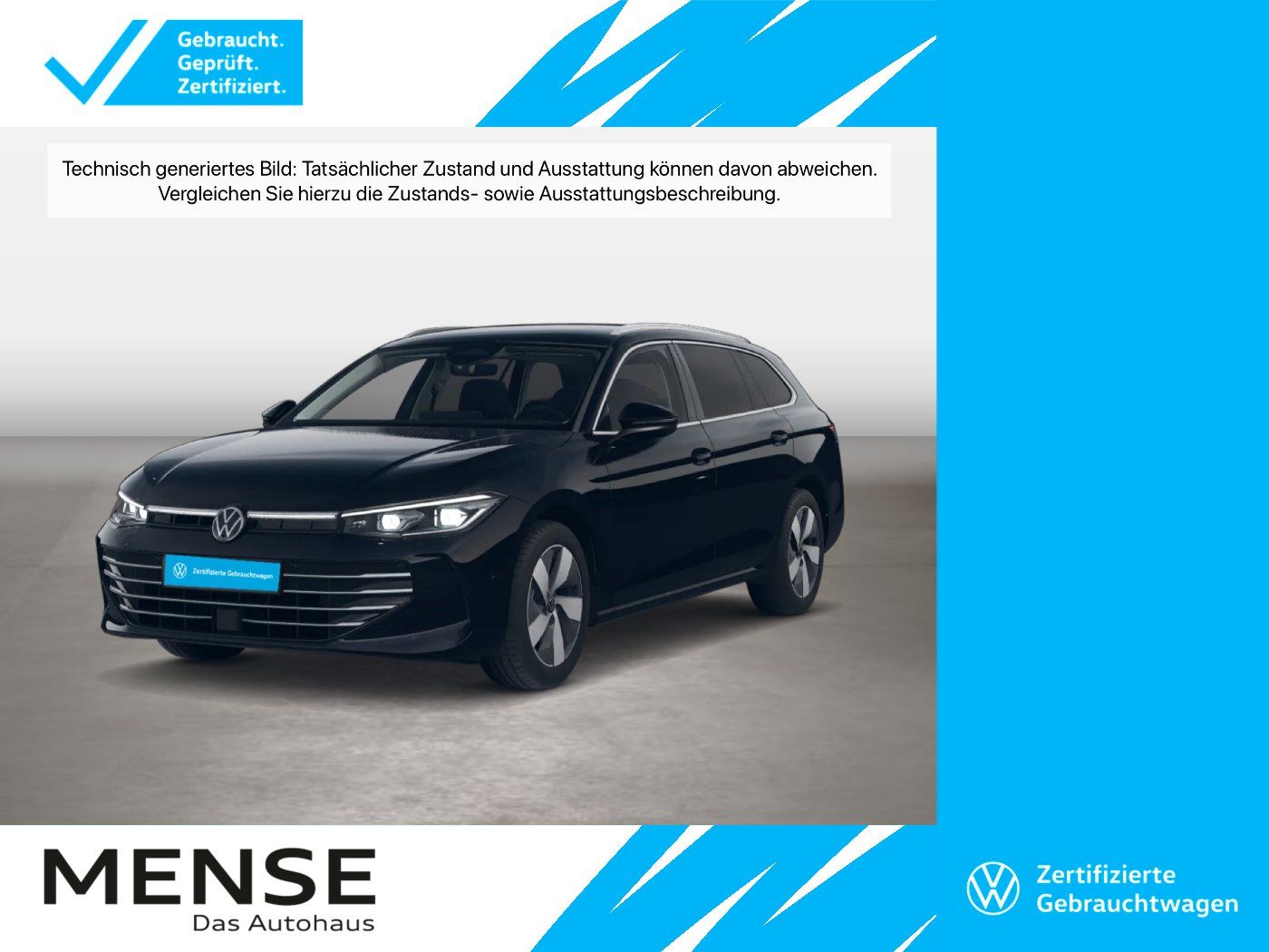 Fahrzeuge PKW autohaus mense Volkswagen Passat Variant 2.0 TDI DSG Elegance IQ.Light AHK - mit KI generiert/bearbeitet