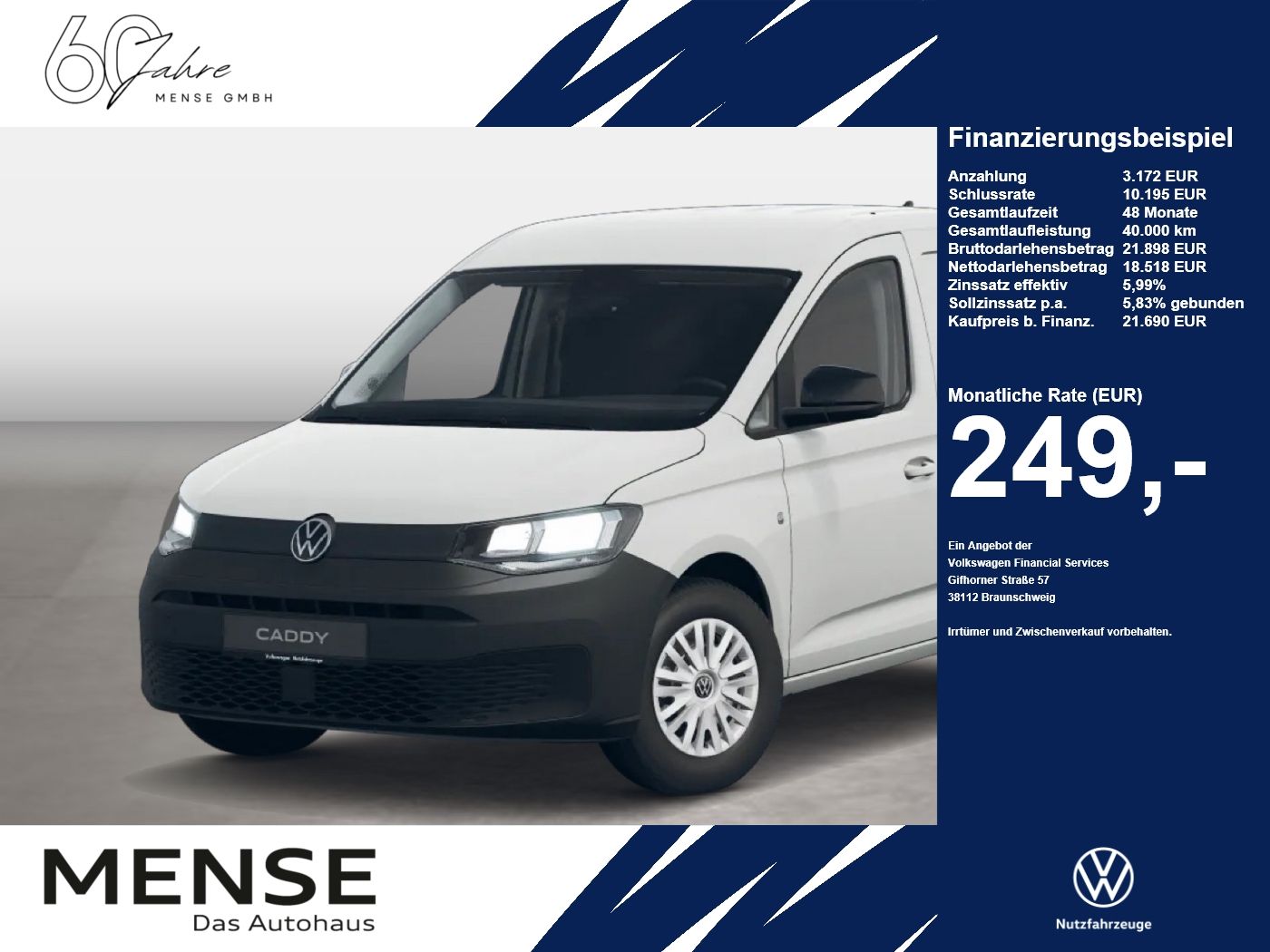 Fahrzeuge PKW autohaus mense Volkswagen Caddy Cargo Motor: 2.0 l TDI EU6 SCR 75 kW Getri - mit KI generiert/bearbeitet