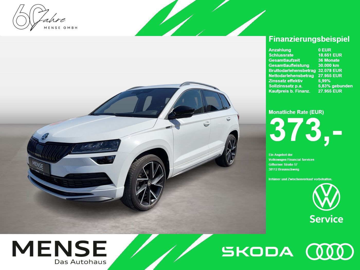 Fahrzeuge PKW autohaus mense SKODA Karoq Sportline 2.0l TSI 140kW 7-Gang-DSG 4x4 4x - mit KI generiert/bearbeitet