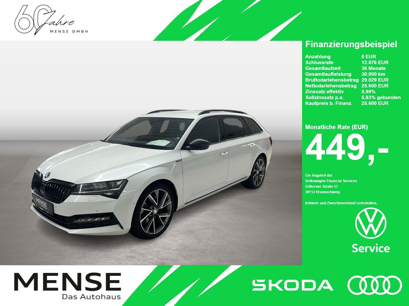 Fahrzeuge PKW autohaus mense SKODA Superb Combi 2.0 TDI DSG Sportline Matrix 4xSHZG - mit KI generiert/bearbeitet
