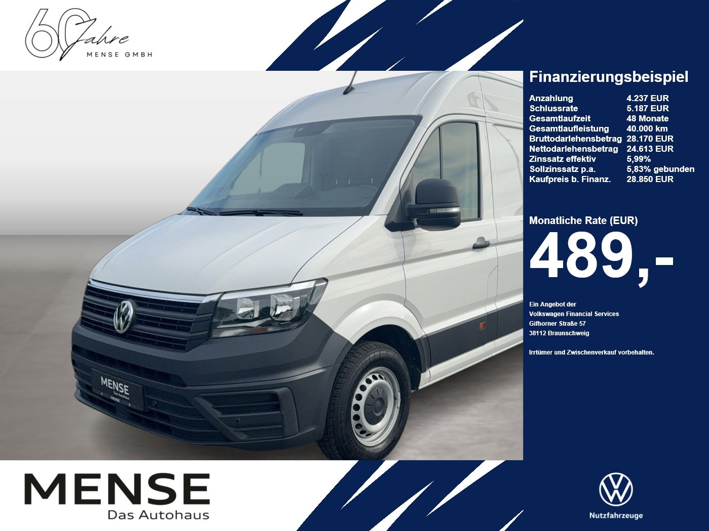 Fahrzeuge Nutzfahrzeuge/Camping autohaus mense Volkswagen Crafter 35 Kasten 2.0 TDI HD LR RearView Klima - mit KI generiert/bearbeitet