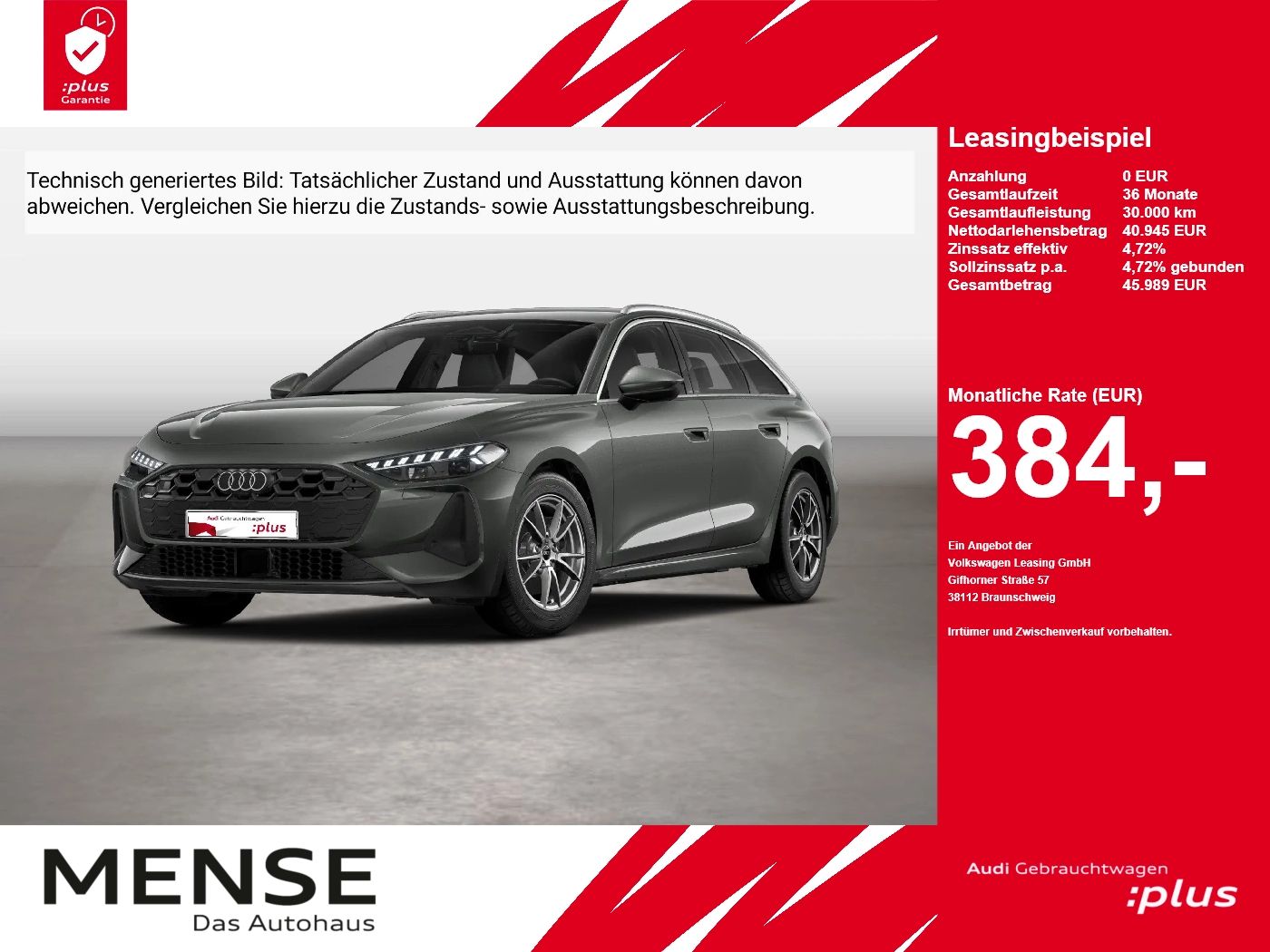 Fahrzeuge PKW autohaus mense Audi A5 Avant TDI quattro 150 kW S tronic ACC LED PDC - mit KI generiert/bearbeitet