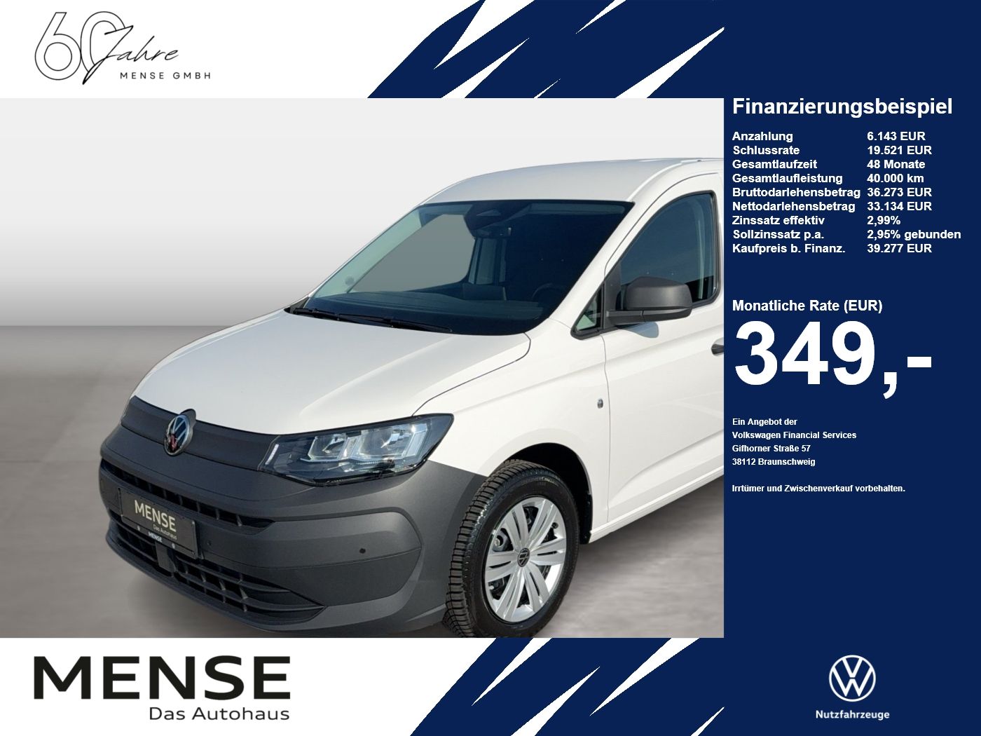 Fahrzeuge PKW autohaus mense Volkswagen Der neue Caddy Cargo Maxi Motor: 2.0 l TDI EU6 S - mit KI generiert/bearbeitet