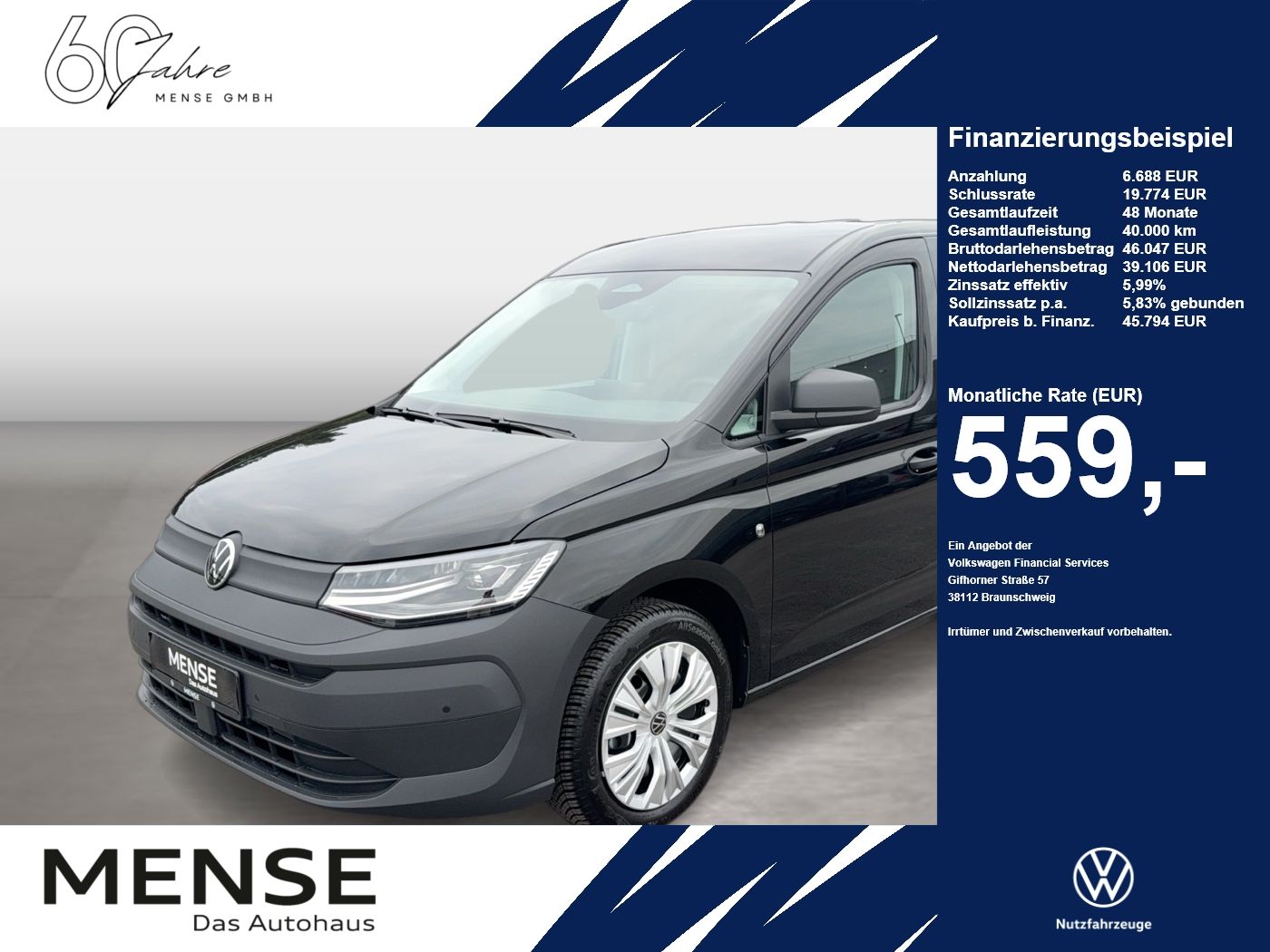 Fahrzeuge PKW autohaus mense Volkswagen Der neue Caddy Cargo Maxi 2.0 l TDI 90 kW LR DSG - mit KI generiert/bearbeitet