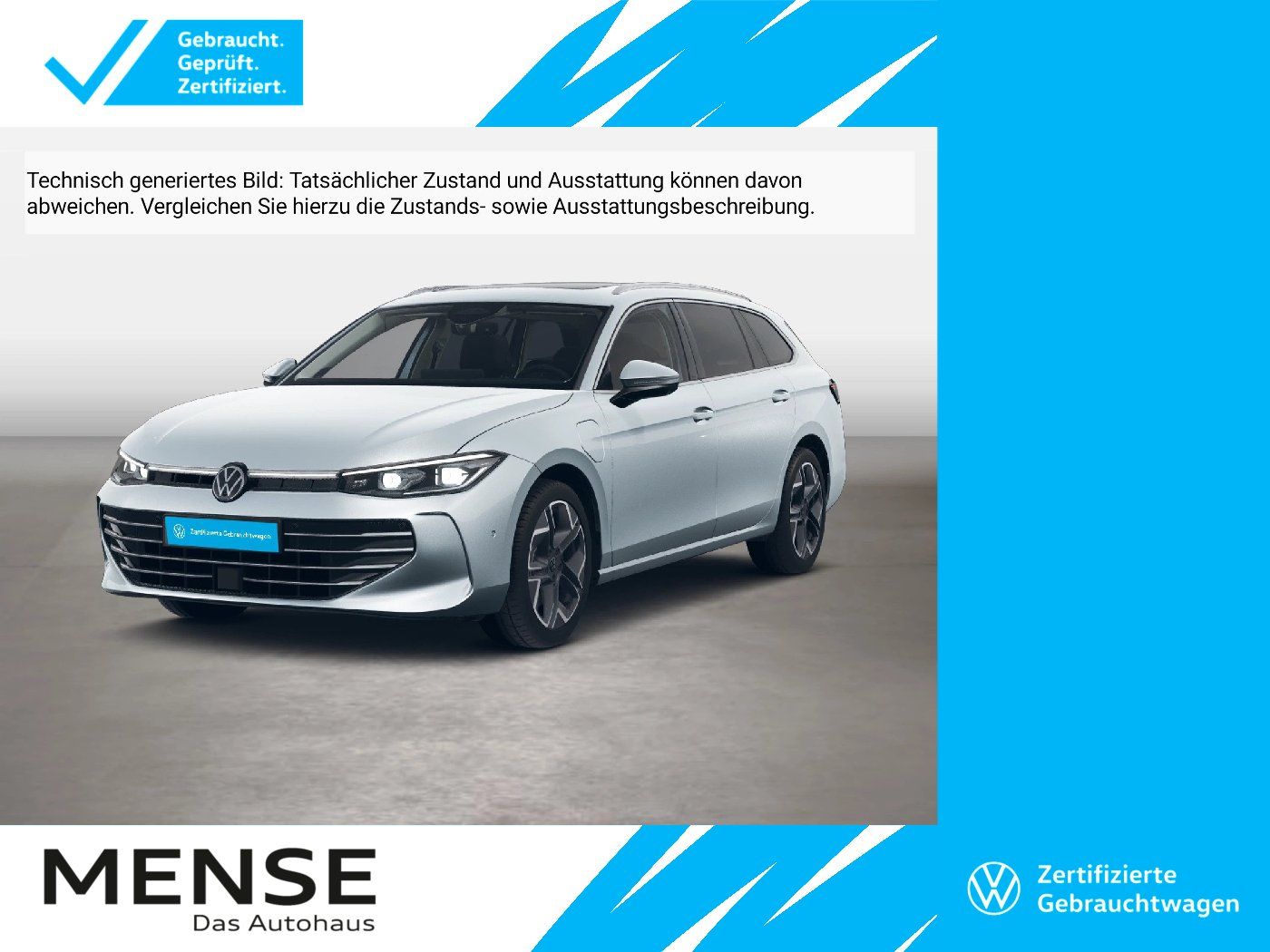 Fahrzeuge PKW autohaus mense Volkswagen Passat Variant 1.5 TSI eHybrid Elegance DSG h/k - mit KI generiert/bearbeitet