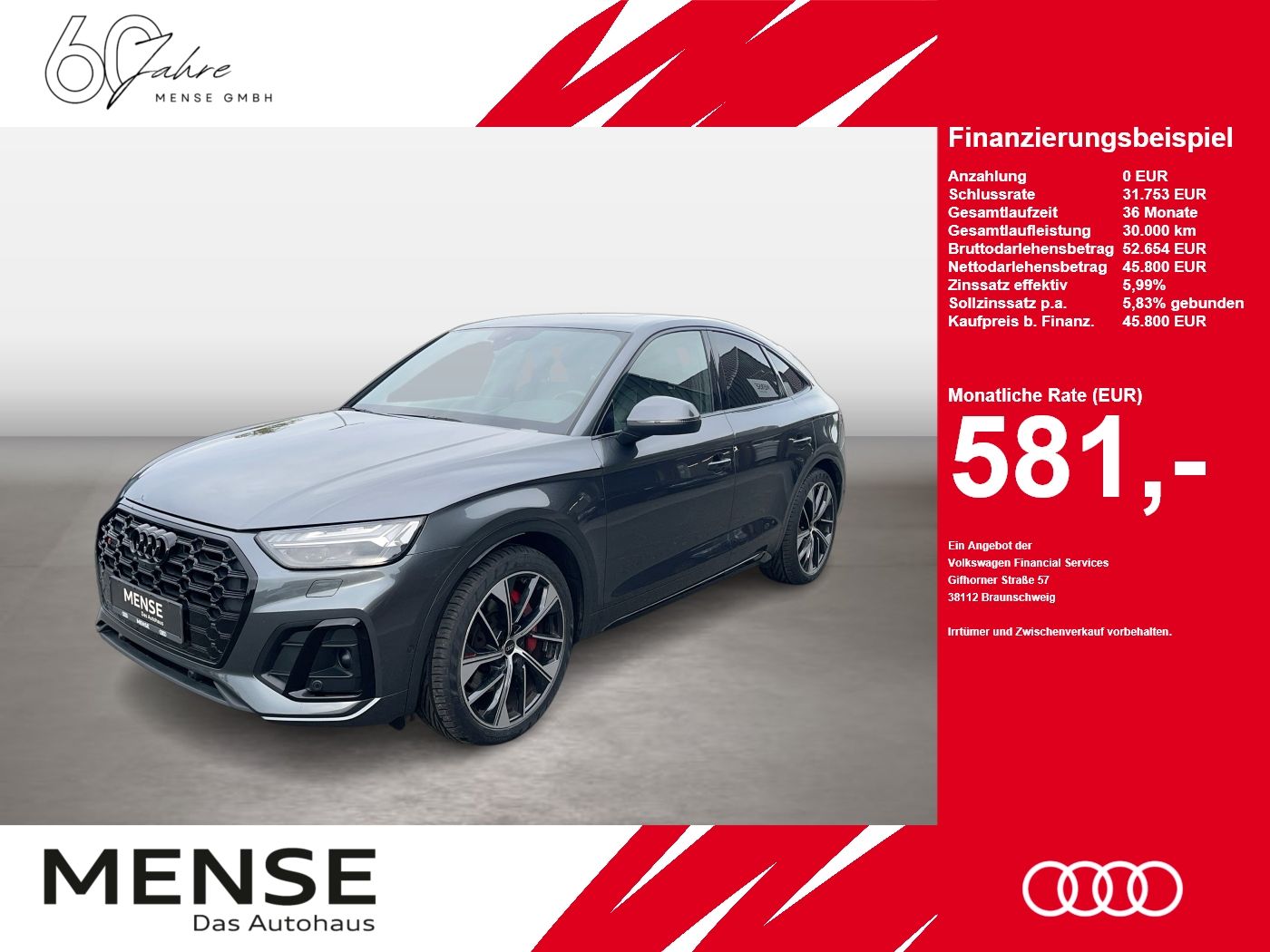 Fahrzeuge PKW autohaus mense Audi SQ5 Sportback 3.0 TDI Quattro Tiptronic Matrix - mit KI generiert/bearbeitet