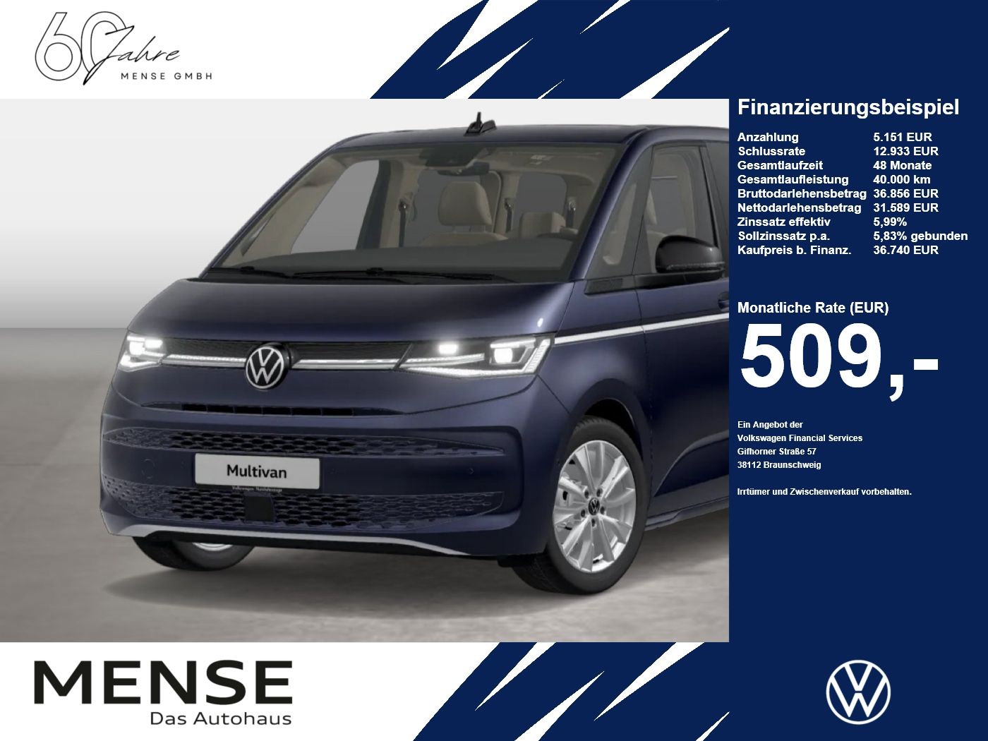 Fahrzeuge PKW autohaus mense Volkswagen Multivan Style LÜ 110kW TDI Aut. IQ.Light Matrix - mit KI generiert/bearbeitet