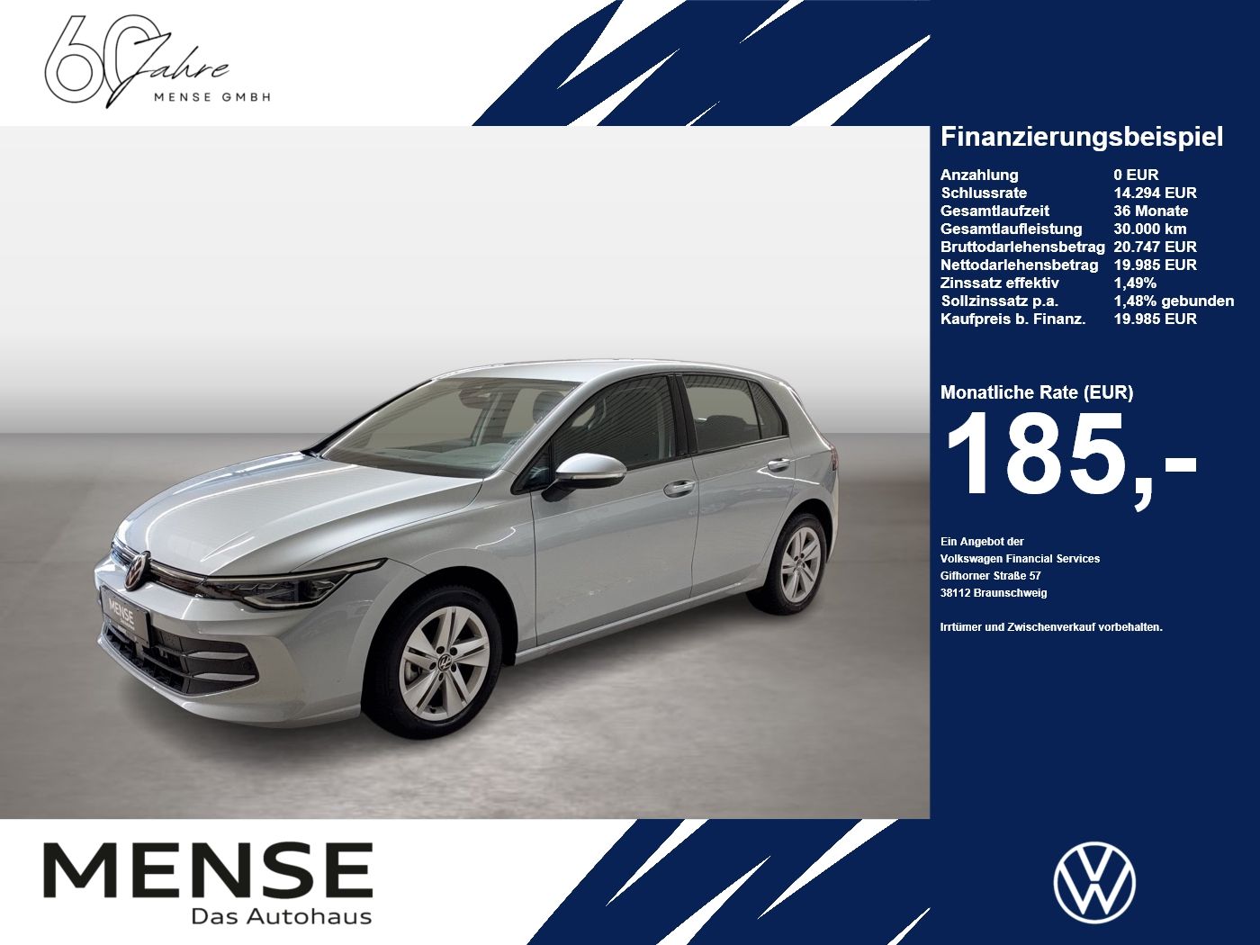 Fahrzeuge PKW autohaus mense Volkswagen Golf VIII 1.5 TSI Life IQ.Light Matrix CarPlay - mit KI generiert/bearbeitet