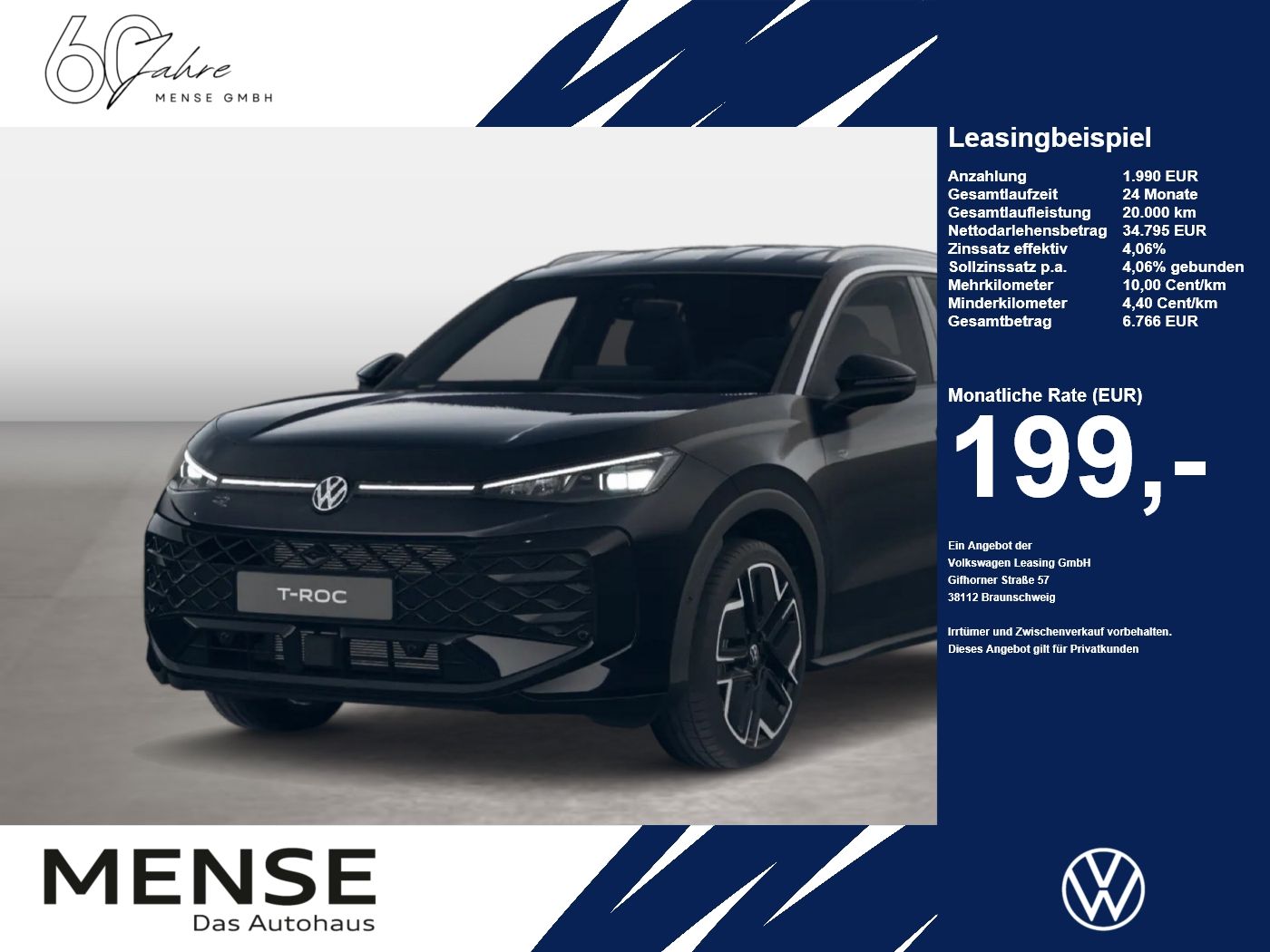 Fahrzeuge PKW autohaus mense Volkswagen T-Roc R-Line 1.5 l eTSI OPF DSG IQ.Light Matrix - mit KI generiert/bearbeitet