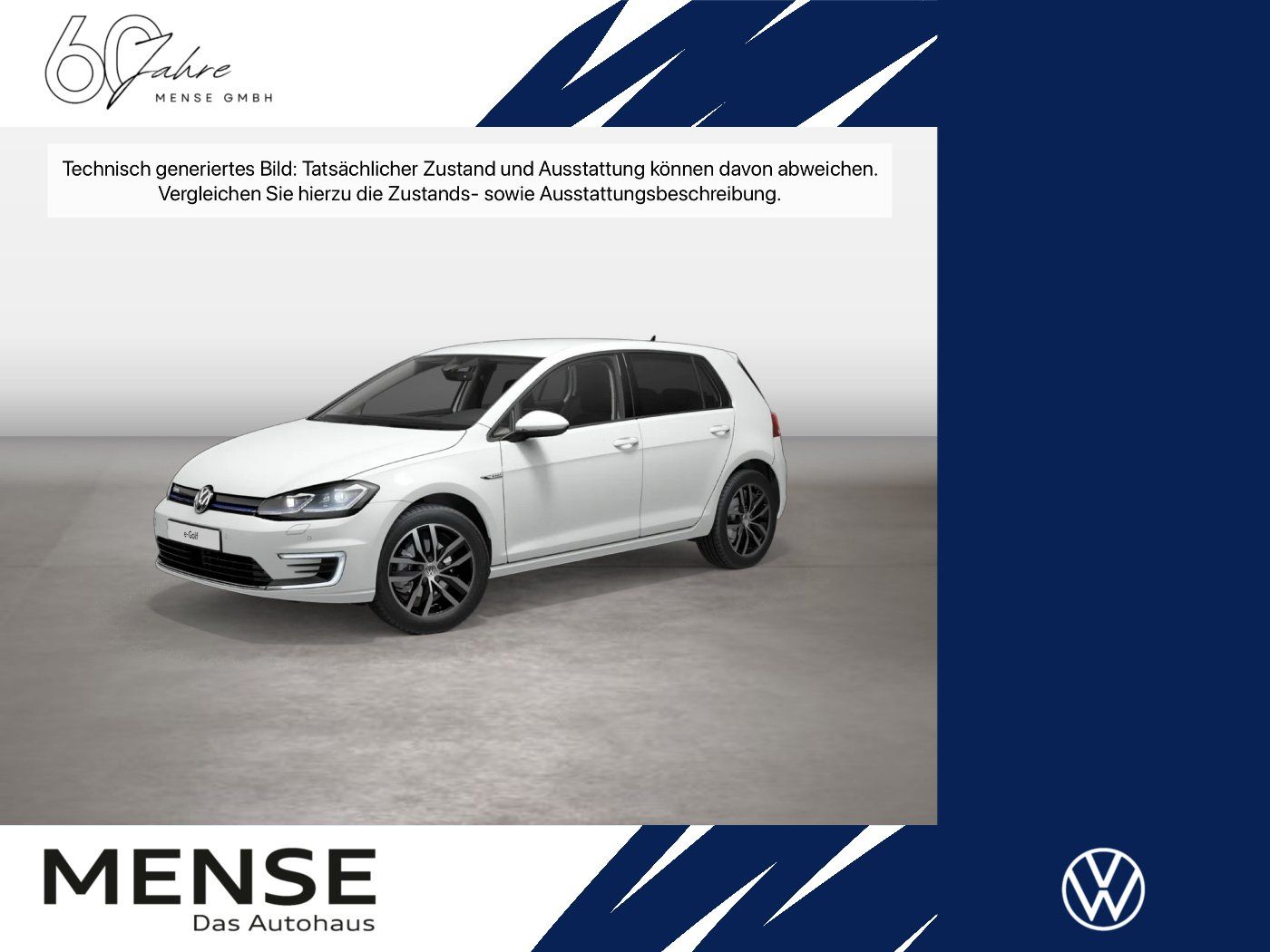 Fahrzeuge PKW autohaus mense Volkswagen Golf VII e-Golf - 100 kW 1-Gang-Automatik ACC LM - mit KI generiert/bearbeitet