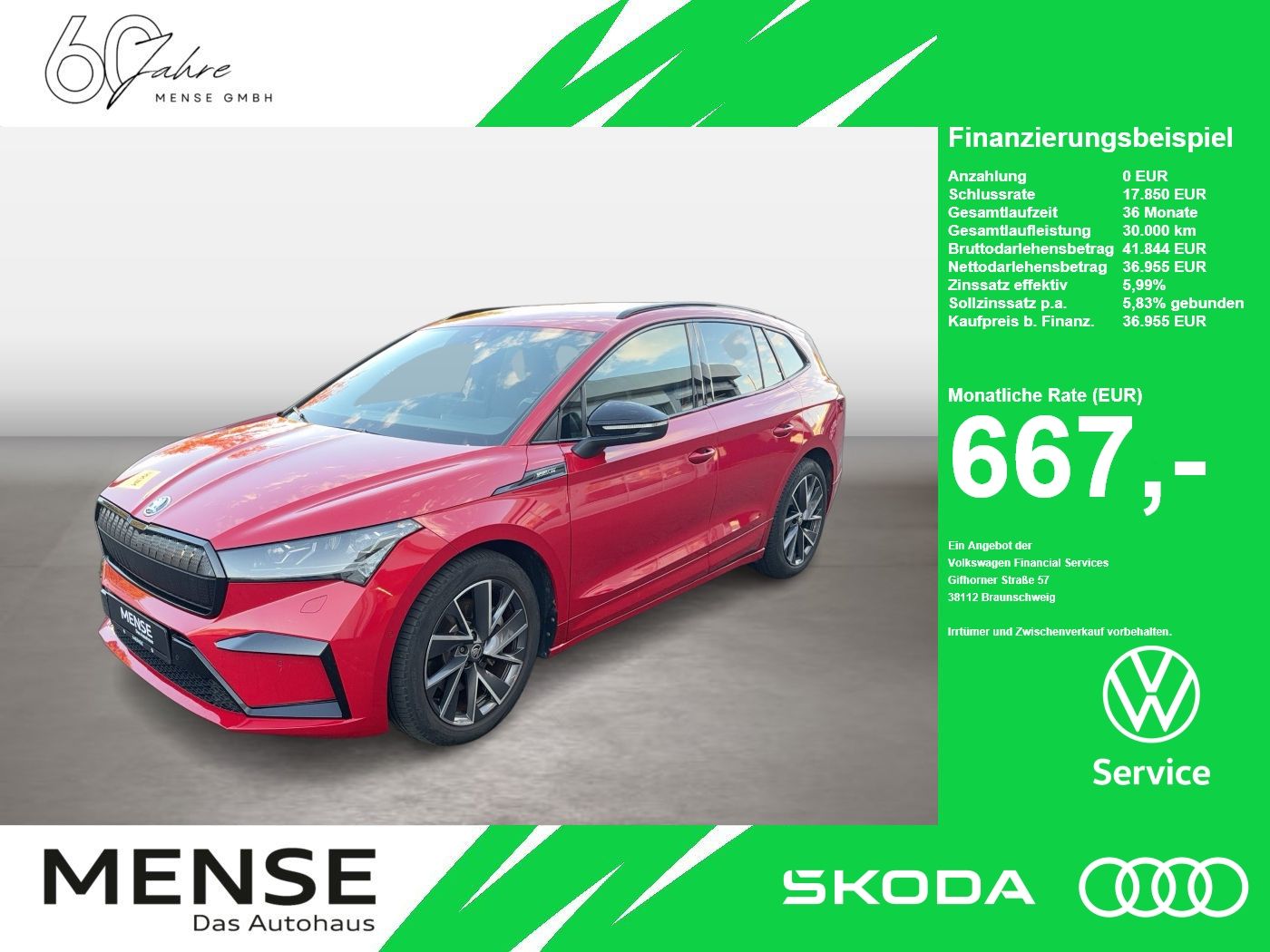 Fahrzeuge PKW autohaus mense SKODA Enyaq 80X Sportline 82kWh Batterie 195kW Elektro - mit KI generiert/bearbeitet