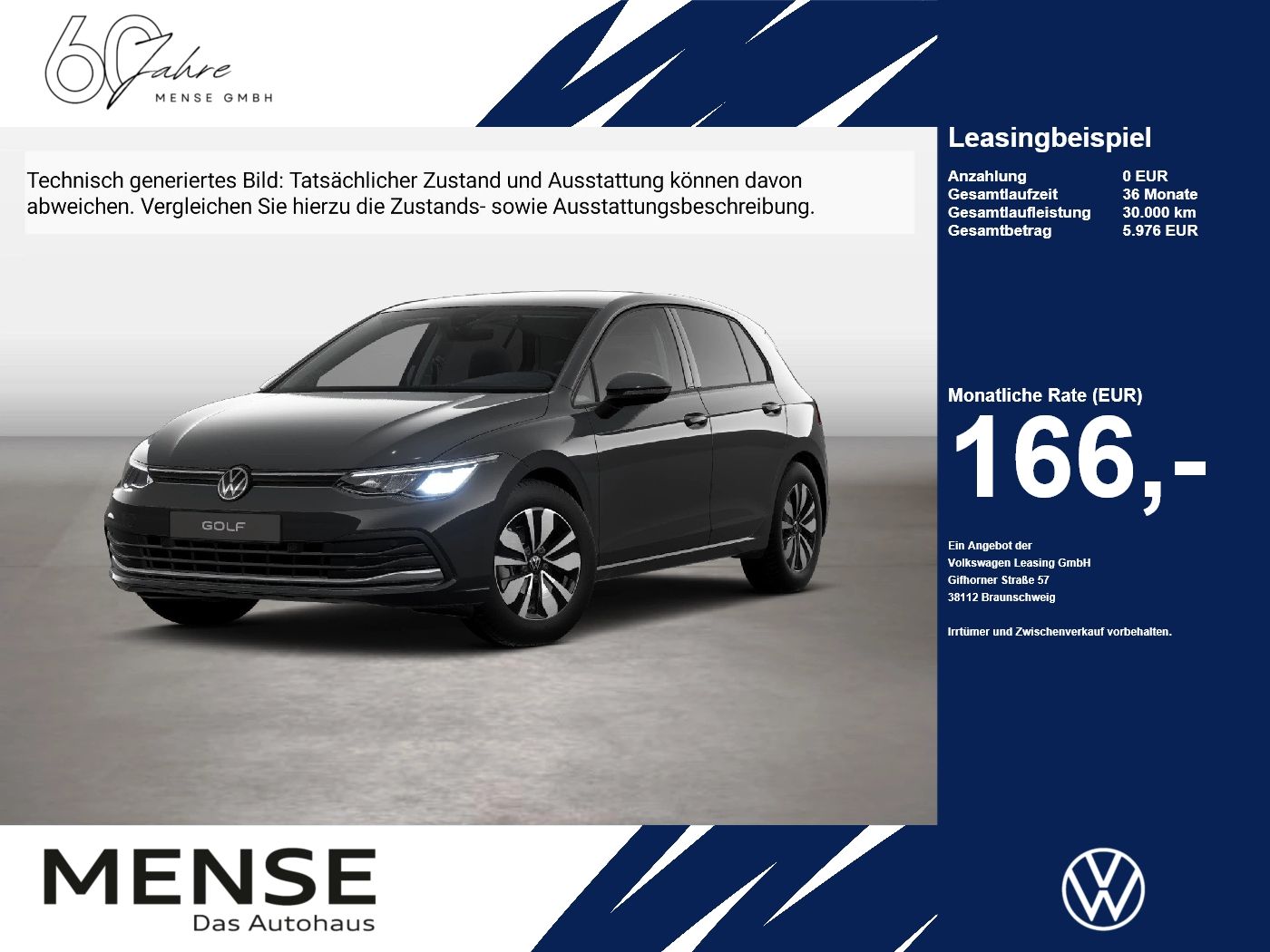 Fahrzeuge PKW autohaus mense Volkswagen Golf VIII 1.0S TSI Life Move CarPlay ACC LED PDC - mit KI generiert/bearbeitet