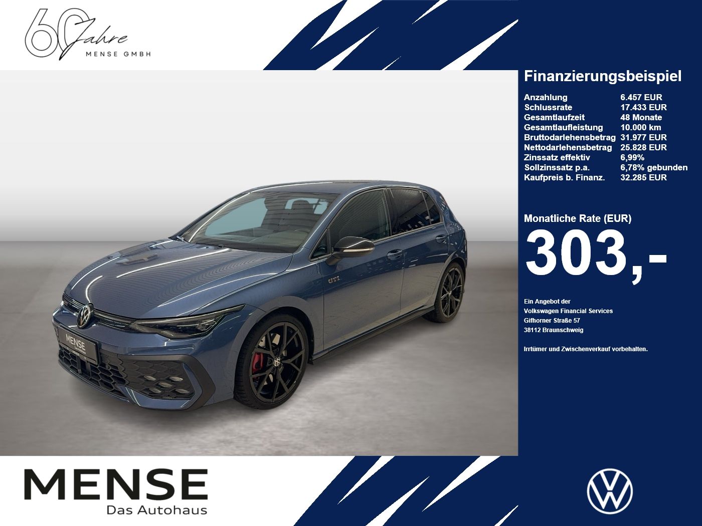 Fahrzeuge PKW autohaus mense Volkswagen Golf VIII GTI 2.0 TSI DSG IQ.Light Matrix ACC LM - mit KI generiert/bearbeitet