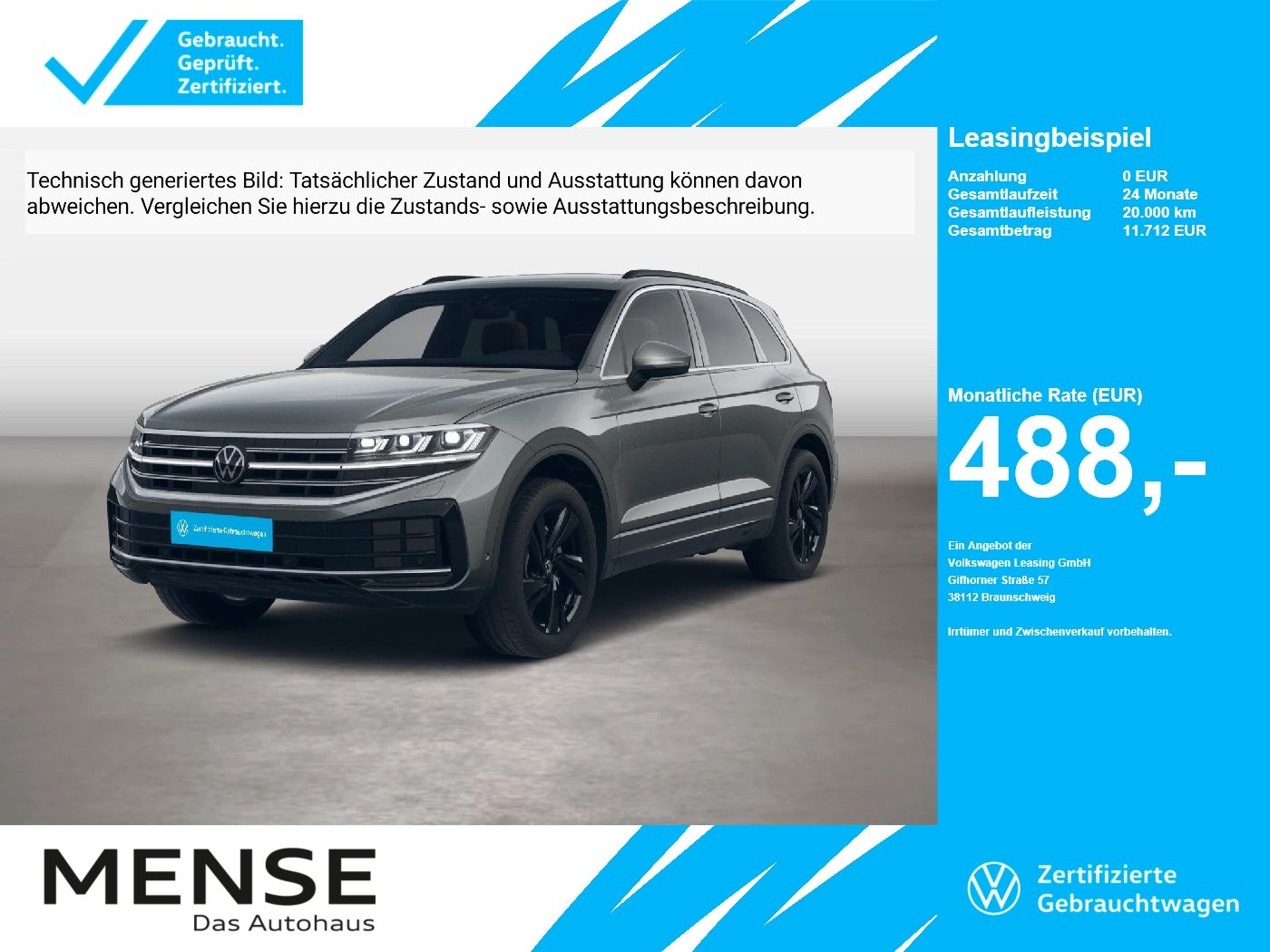 Fahrzeuge PKW autohaus mense Volkswagen Touareg 3.0TDI DSG 4-motion Final Edition Matrix - mit KI generiert/bearbeitet