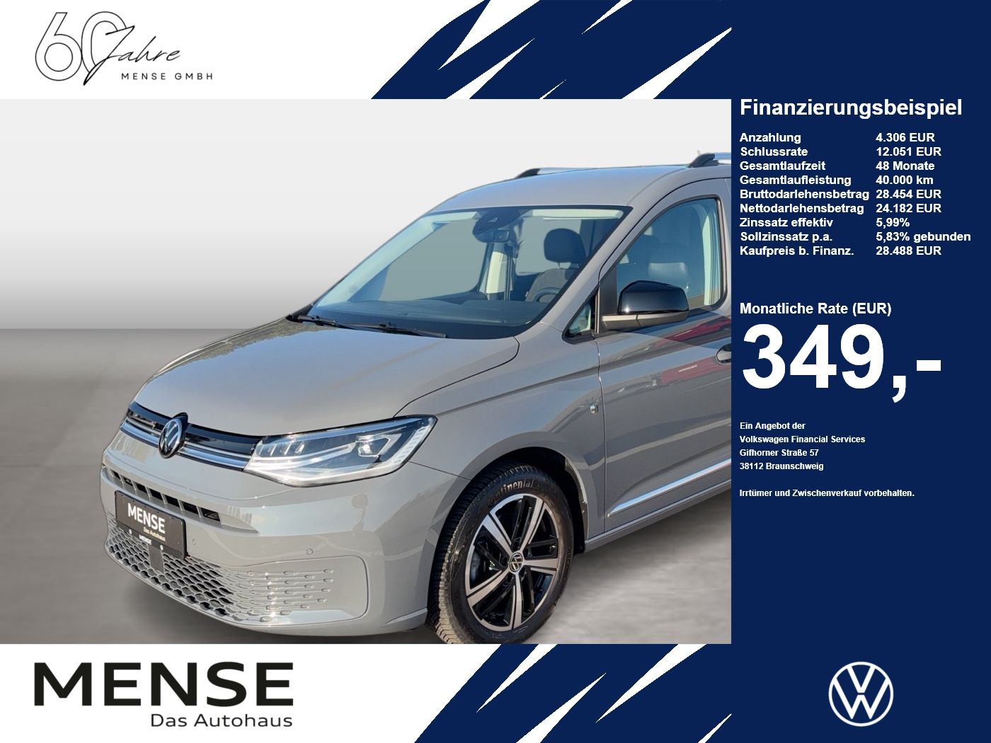 Fahrzeuge PKW autohaus mense Volkswagen Caddy Style 1.5 TSI 84kW CarPlay AHK LED Kamera - mit KI generiert/bearbeitet