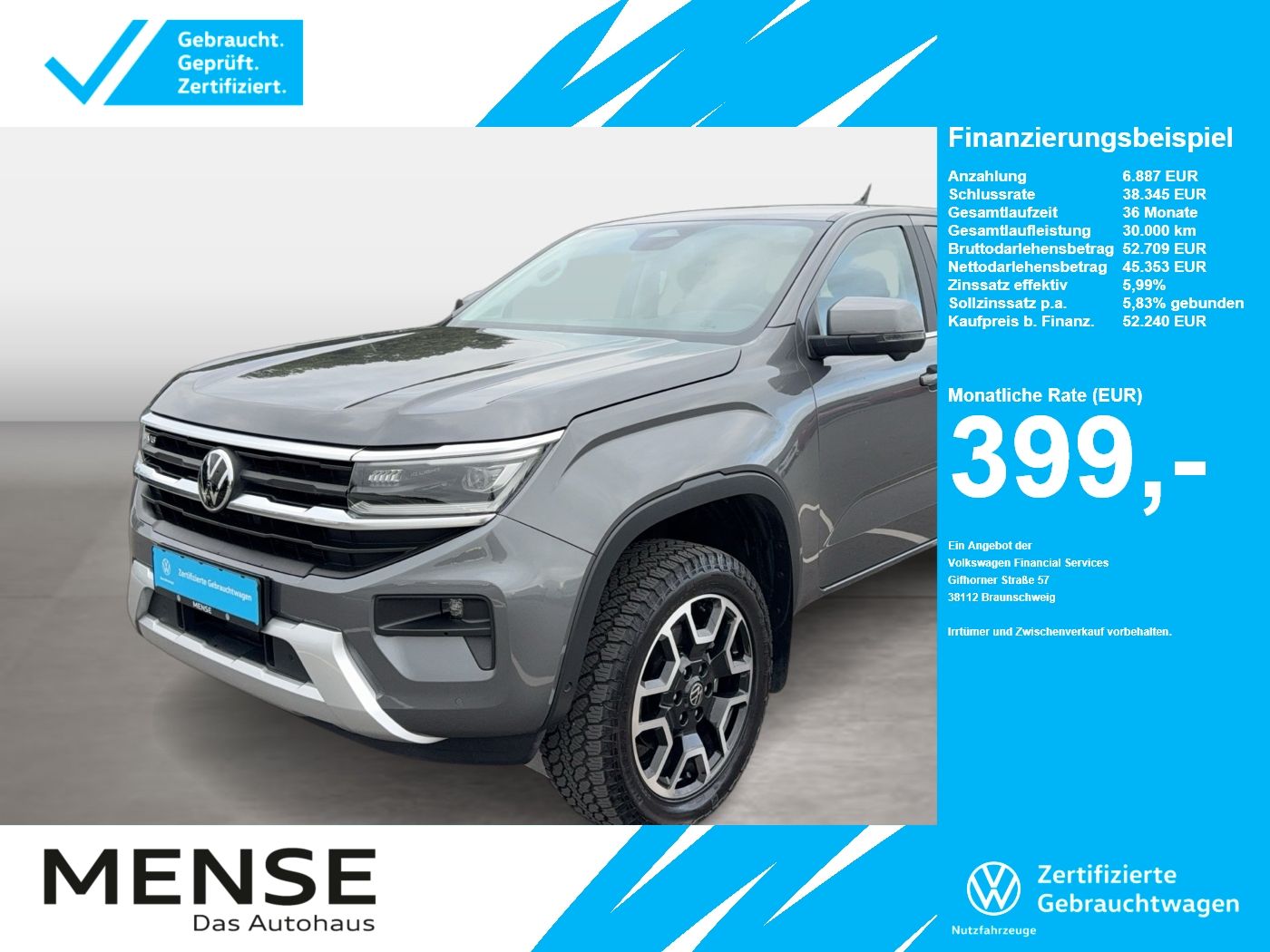 Fahrzeuge PKW autohaus mense Volkswagen Amarok DoubleCab Style 177kW TDI 4x4 3.5T AHK - mit KI generiert/bearbeitet