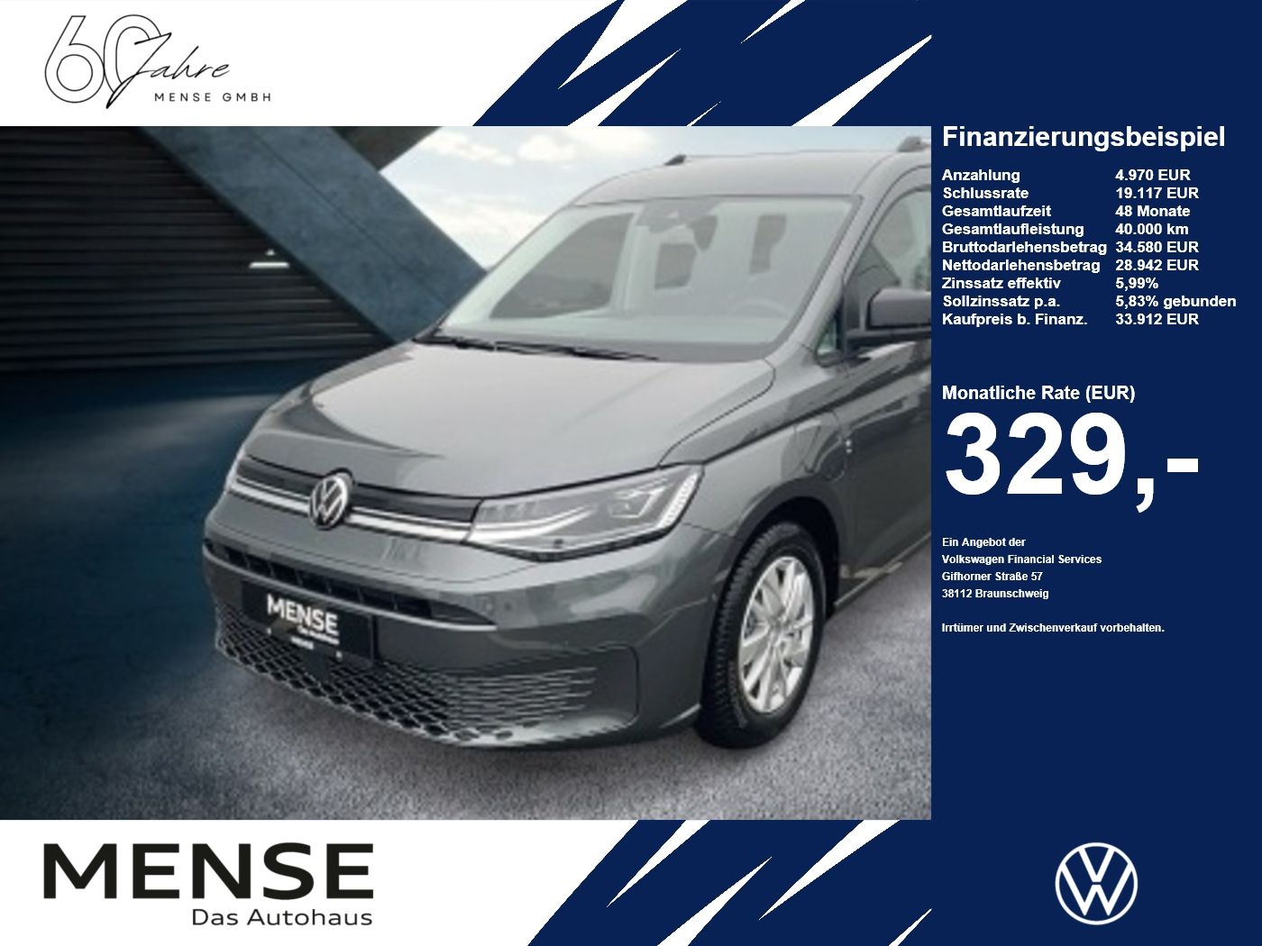 Fahrzeuge PKW autohaus mense Volkswagen Caddy 5-Sitzer 1.5 TSI eHybrid 85 kW DSG CarPlay - mit KI generiert/bearbeitet