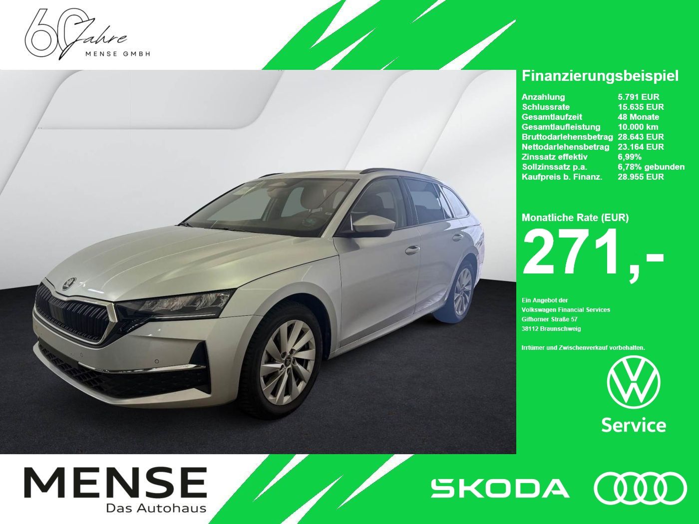Fahrzeuge PKW autohaus mense SKODA Octavia Combi Selection 2.0l TDI AHK ACC LED - mit KI generiert/bearbeitet