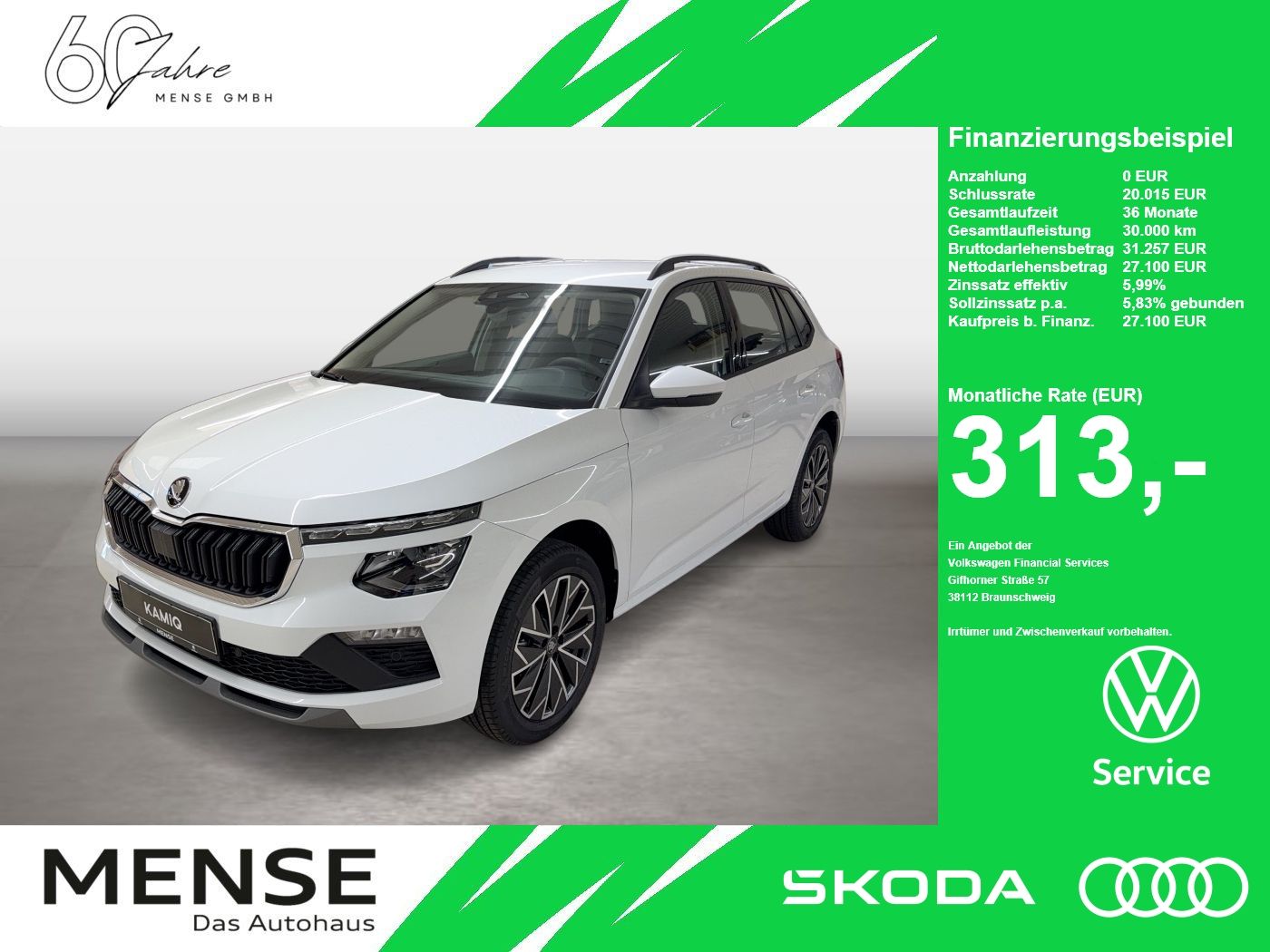 Fahrzeugabbildung SKODA Kamiq 1.0 TSI Tour Matrix LED VirtualCP Facelift - mit KI generiert/bearbeitet